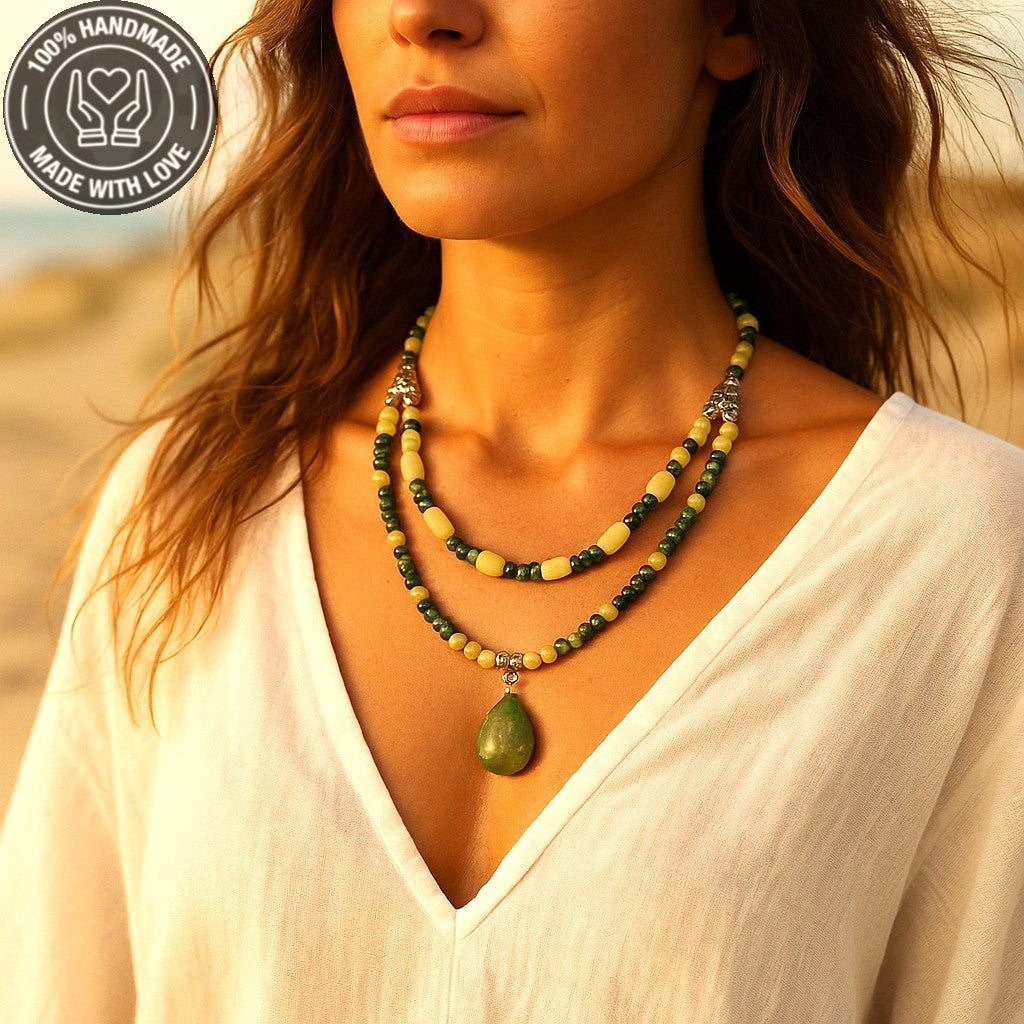 Peridot Jasper Stres Kalkanı Denge Kolyesi