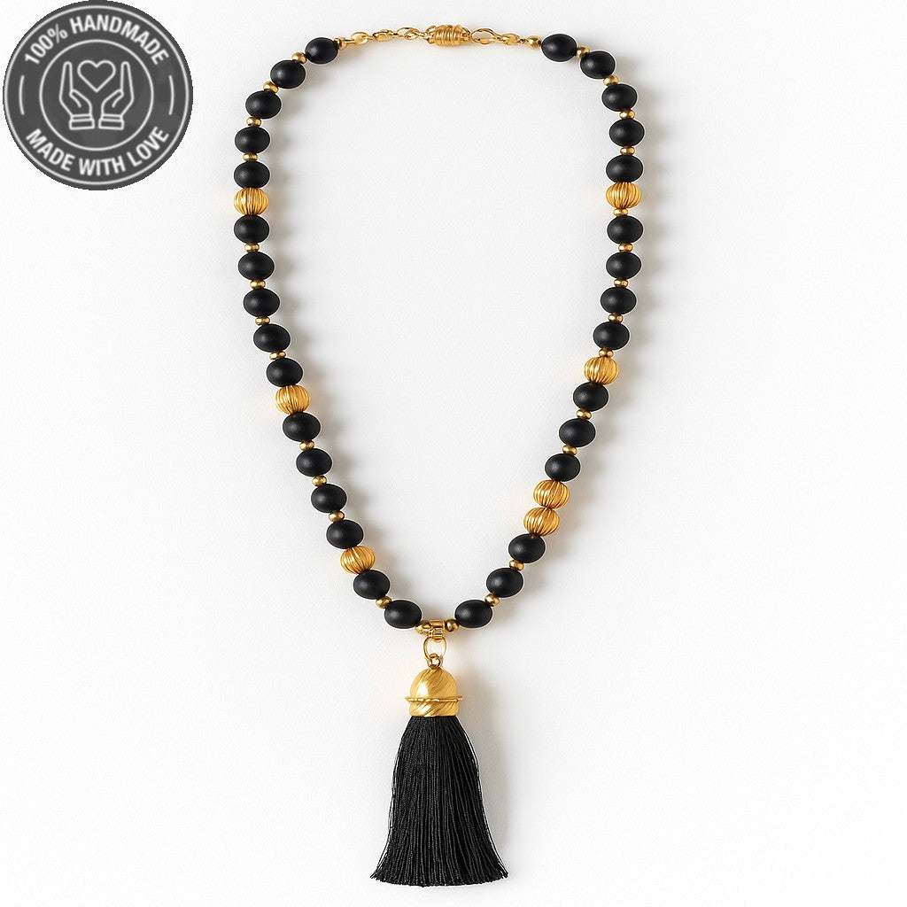 Mat Oniks Nazardan Korunma Güç Ve Cesaret İçin Uzun Kolye