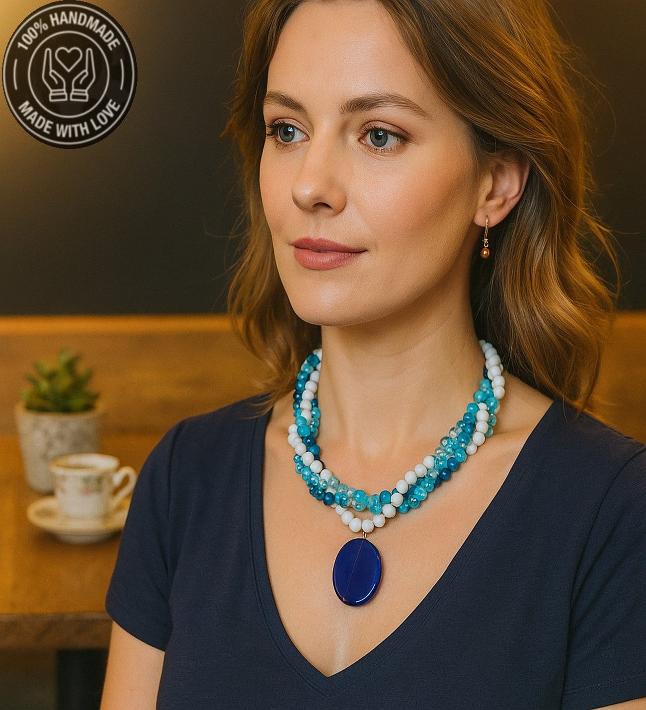 Akik Havlit Kristal 3 Sıralı Nazar Koruması Özgüven Ve Odaklanma Kolyesi