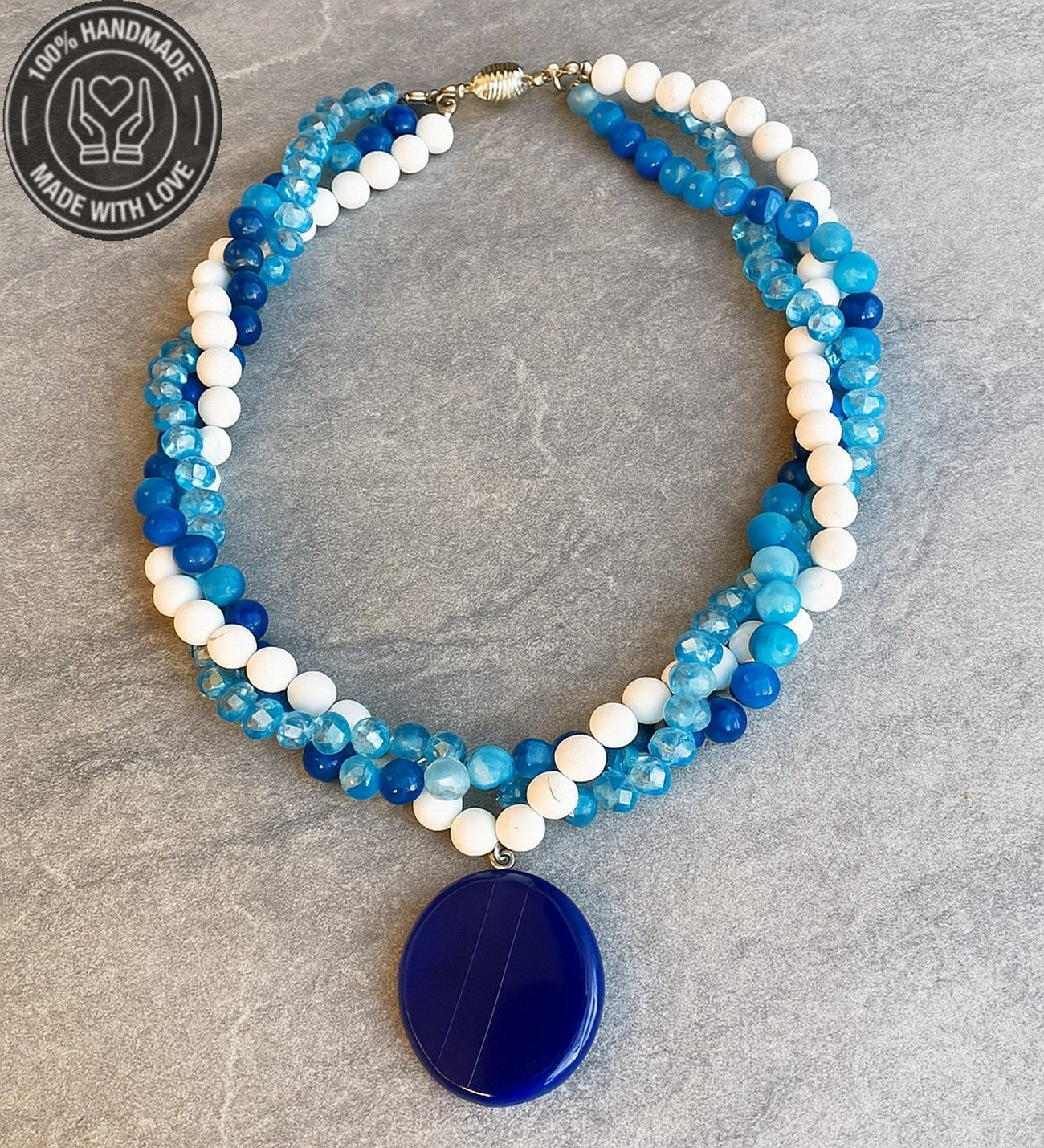 Akik Havlit Kristal 3 Sıralı Nazar Koruması Özgüven Ve Odaklanma Kolyesi