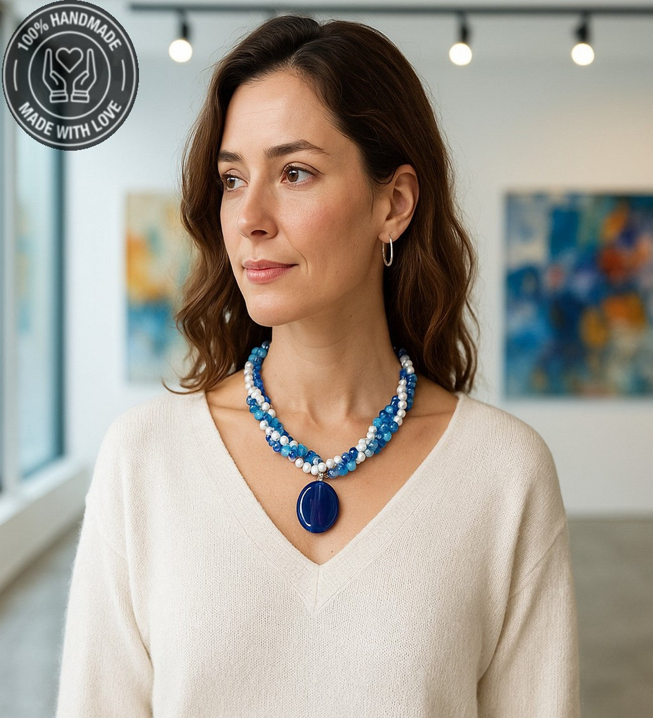 Akik Havlit Kristal 3 Sıralı Nazar Koruması Özgüven Ve Odaklanma Kolyesi