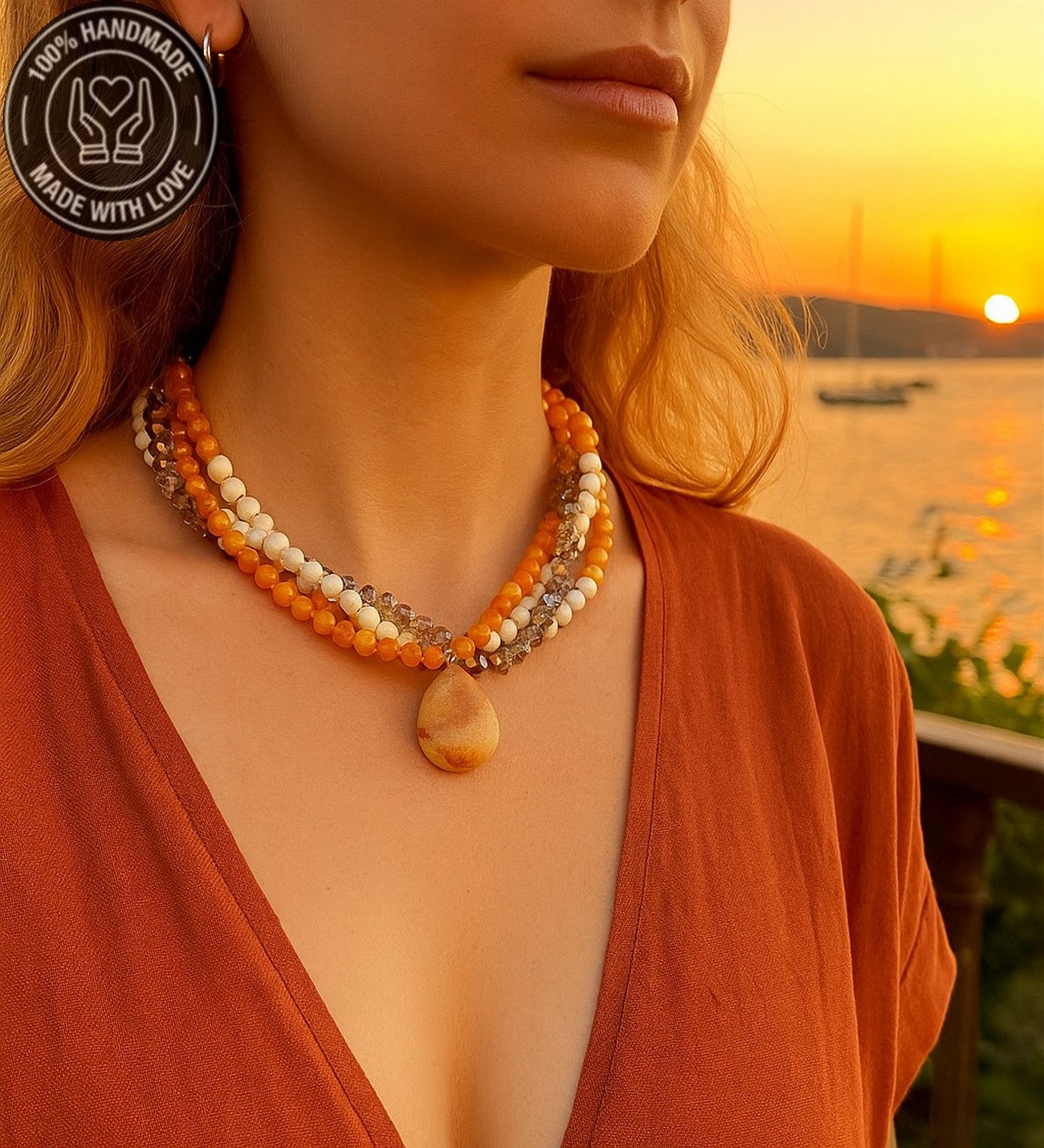 Akik Havlit Kristal Nazardan Ve Stresten Korunma Kolyesi