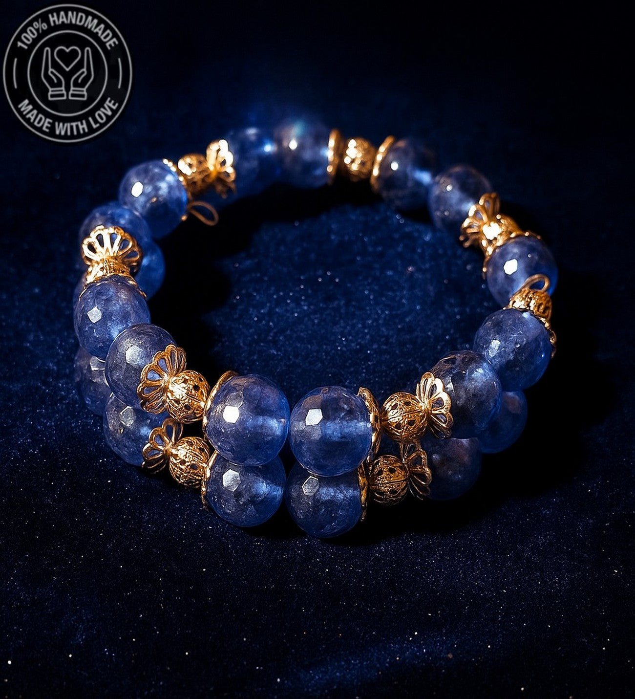 Mavi Kuvars Iki Sıralı Iletişim Ve Zarafet Bilekliği