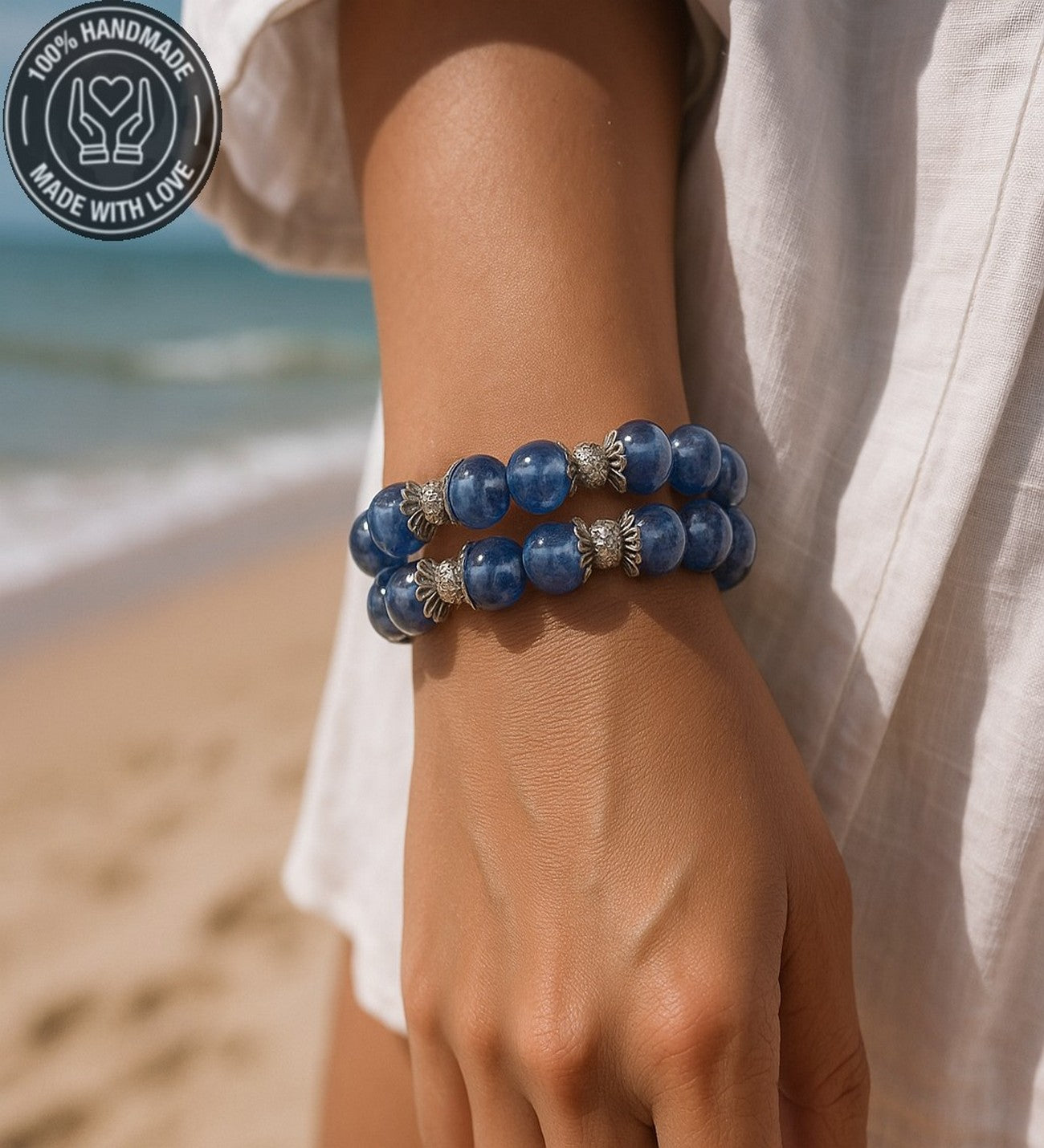 Mavi Kuvars Iki Sıralı Iletişim Ve Zarafet Bilekliği