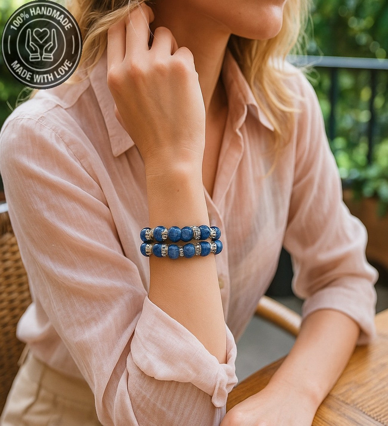 Mavi Kuvars Iki Sıralı Iletişim Ve Zarafet Bilekliği