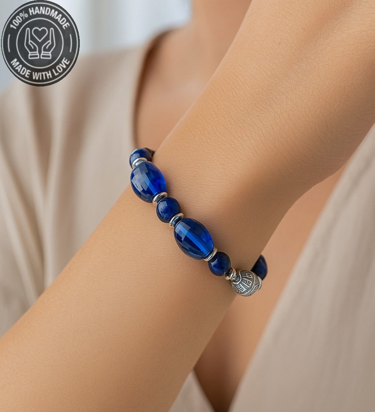 Lacivert Kaplan Gözü Lacivert Kuvars Odaklanma Ve Nazar Karşıtı Bileklik