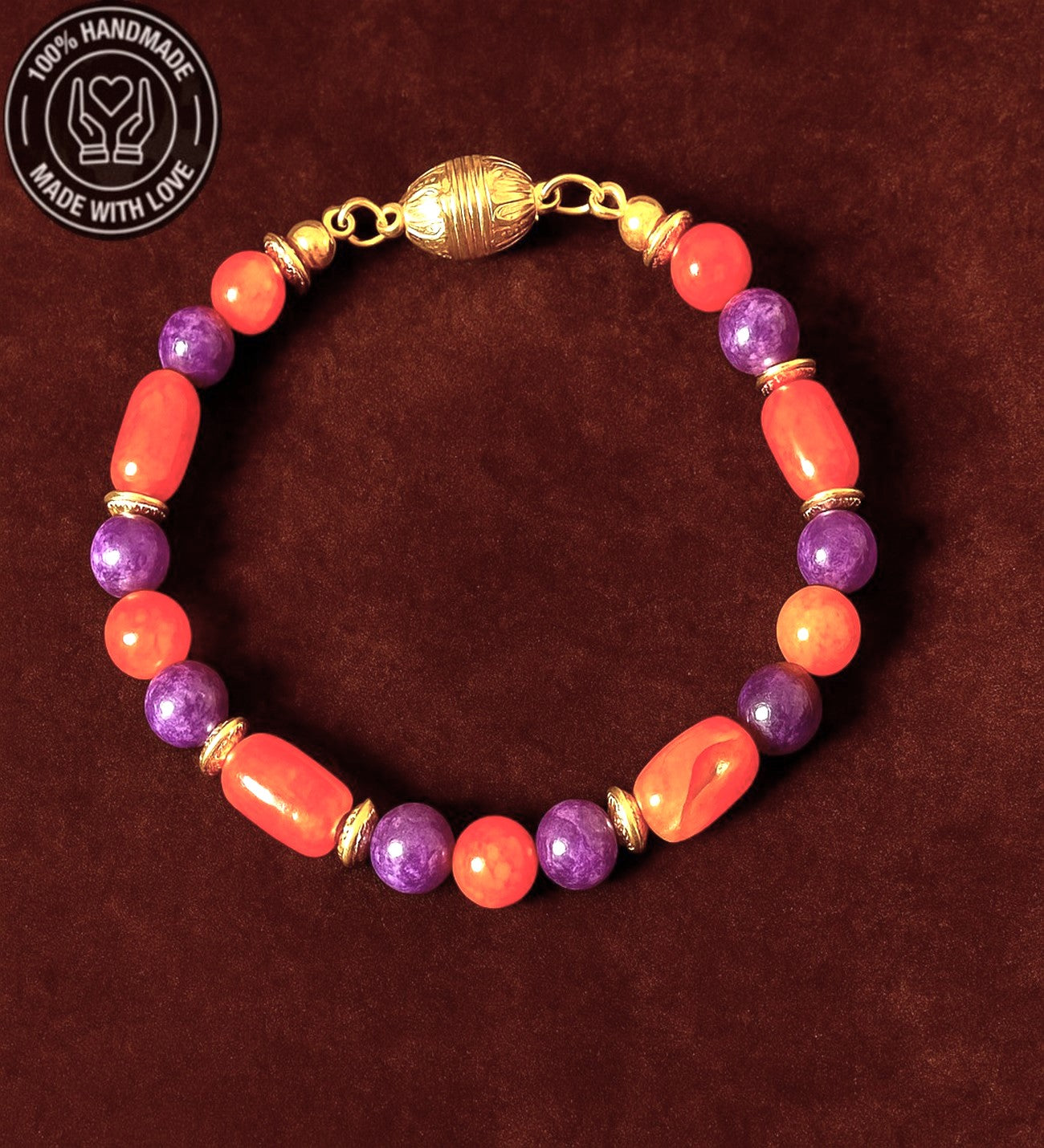 Turuncu Mor Akik Özgüven Ve Motivasyon Için Bileklik