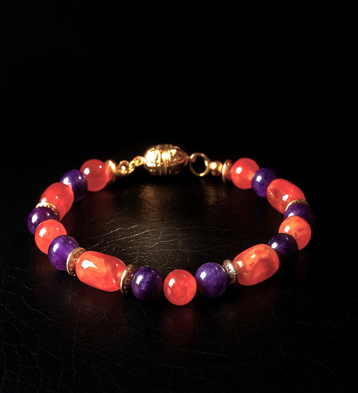 Orange Purple Agate Bracelet for Self-Confidence and Motivation