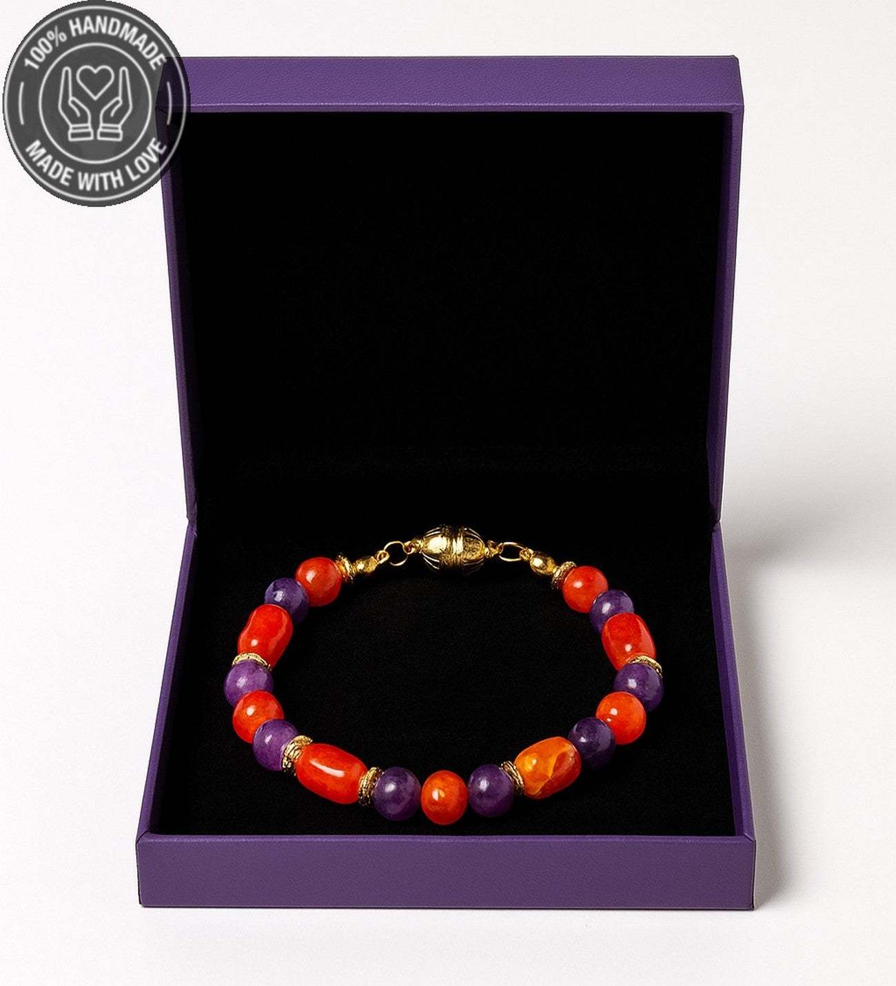 Turuncu Mor Akik Özgüven Ve Motivasyon Için Bileklik