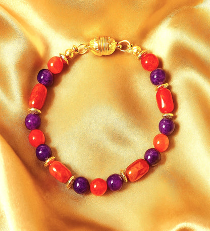 Orange Purple Agate Bracelet for Self-Confidence and Motivation