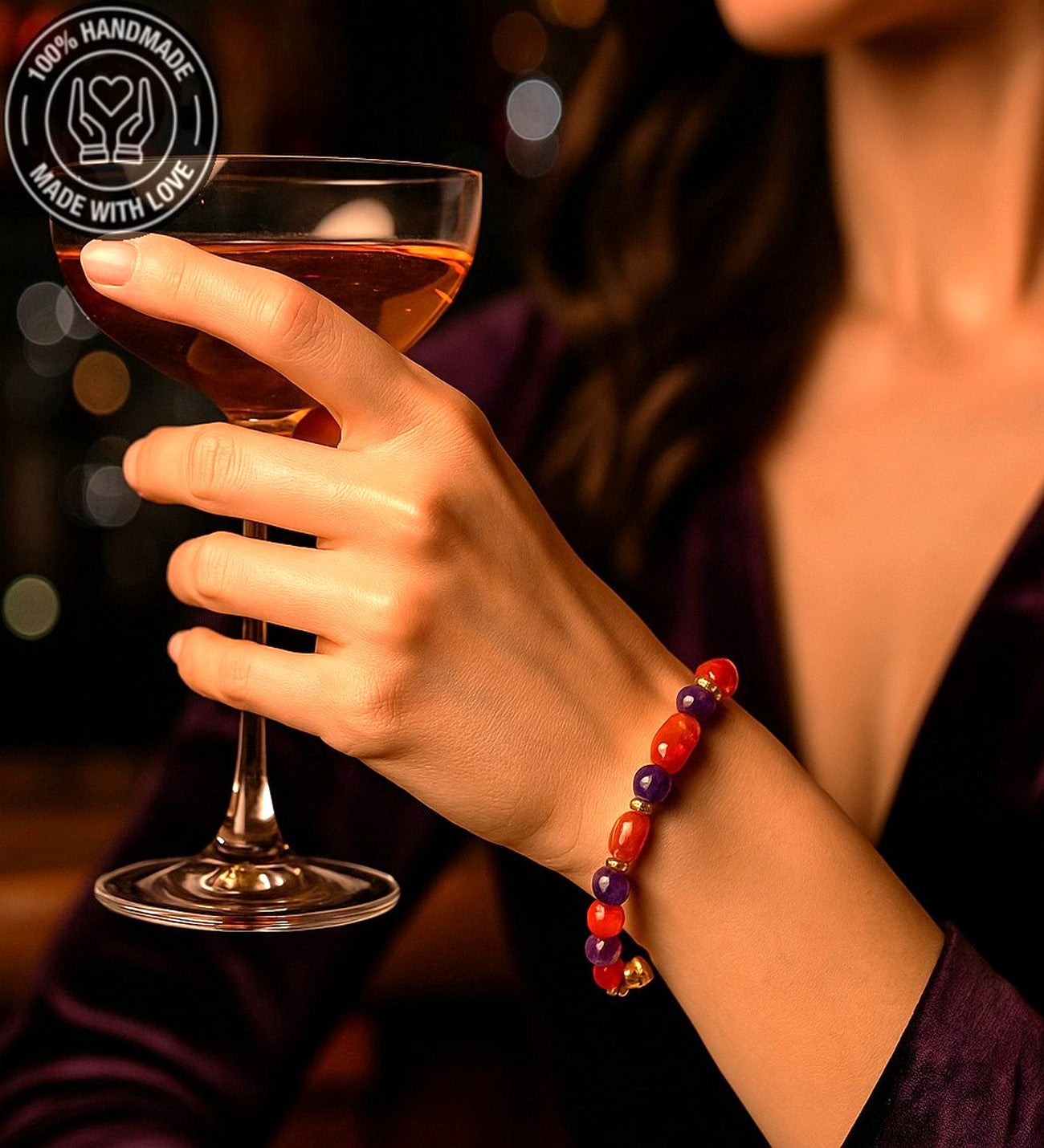 Turuncu Mor Akik Özgüven Ve Motivasyon Için Bileklik