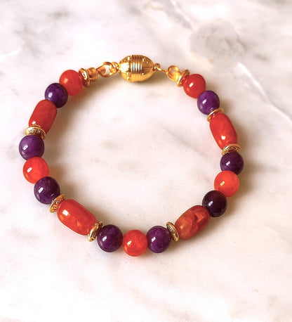 Orange Purple Agate Bracelet for Self-Confidence and Motivation