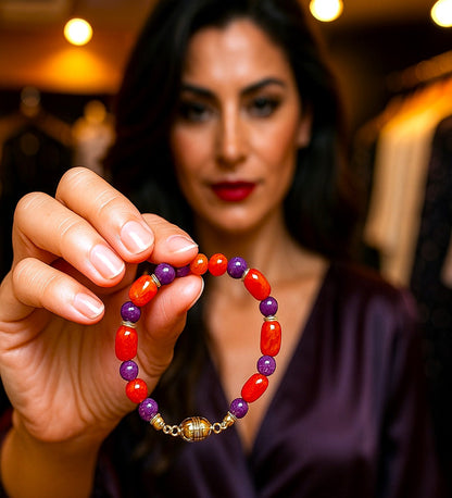 Orange Purple Agate Bracelet for Self-Confidence and Motivation