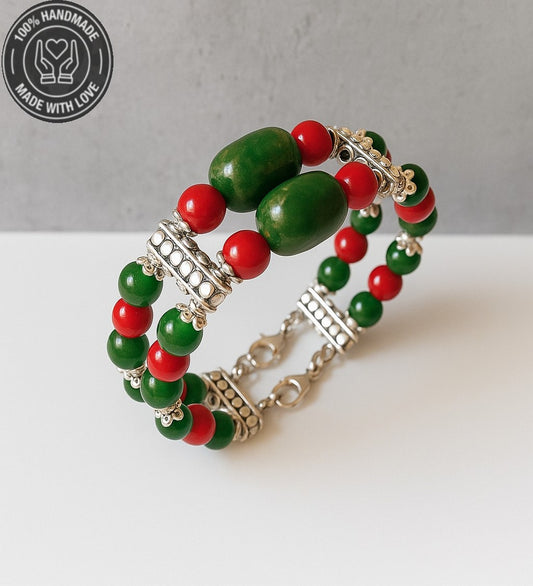 2 Sıralı Akik Mercan Nazara Karşı Etkili Denge Ve Enerji Veren Bileklik