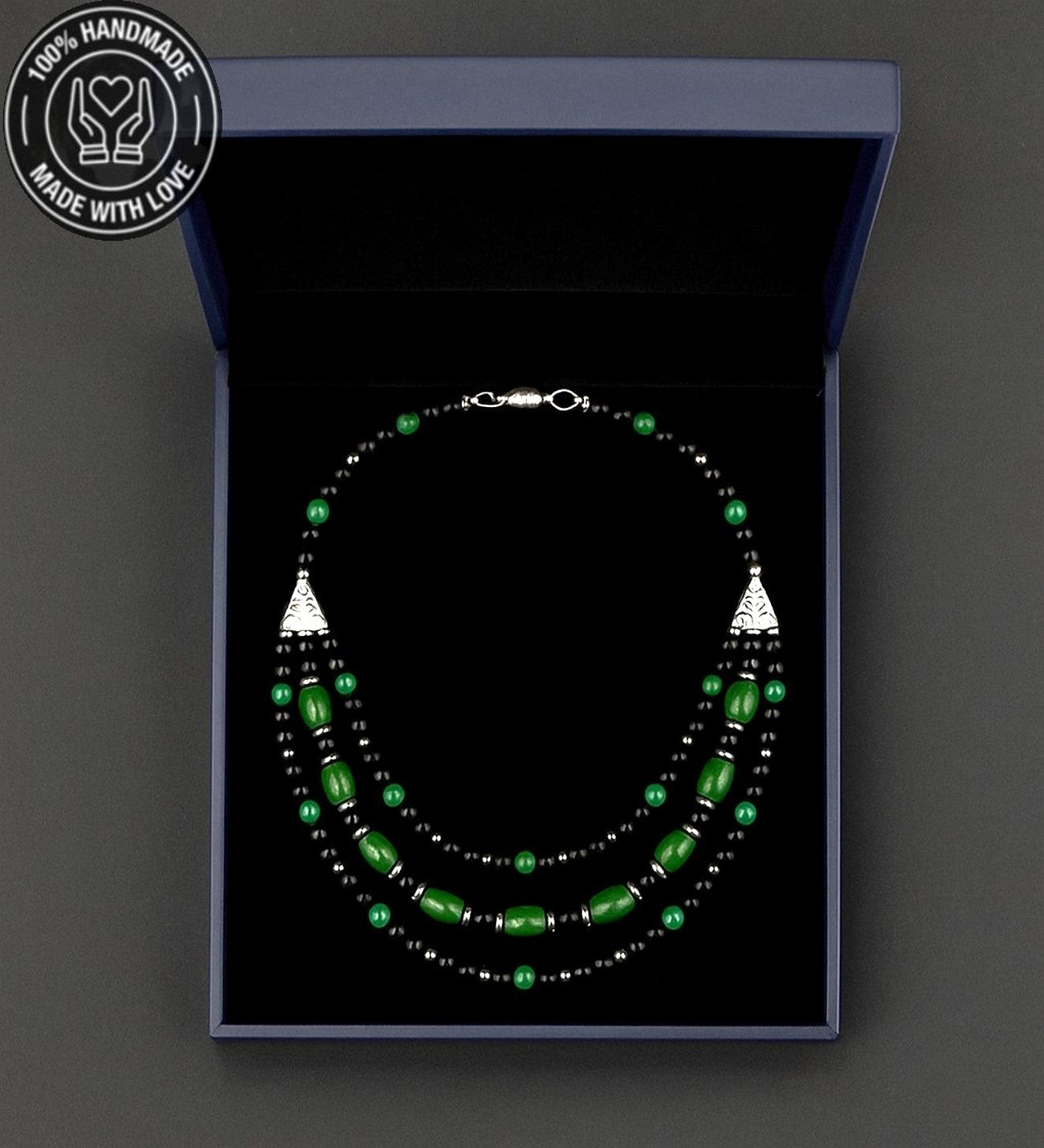 Akik Oniks 3 Sıralı Nazar Koruması Kendine Güven Ve Enerji Kolyesi