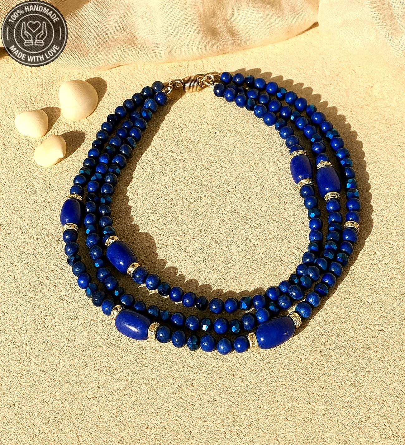 Lapis Jasper 3 Sıralı Güç Ve Nazardan Korunma Kolyesi