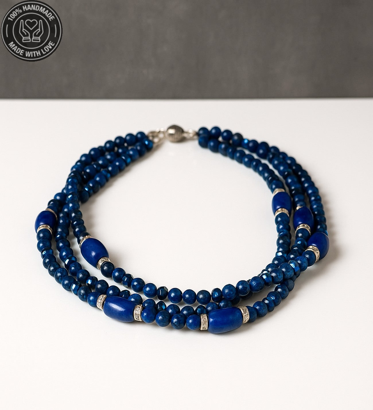 Lapis Jasper 3 Sıralı Güç Ve Nazardan Korunma Kolyesi