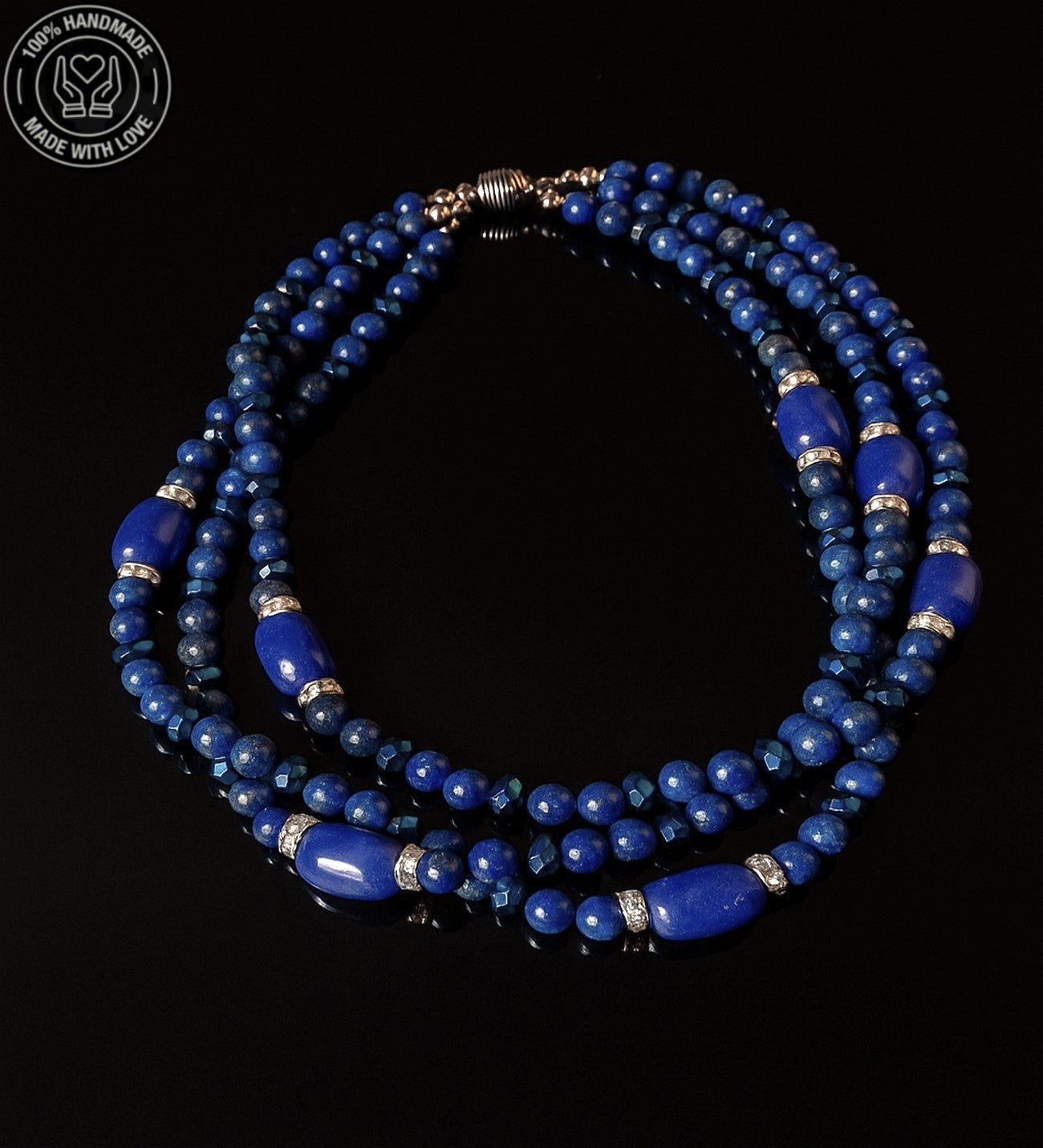 Lapis Jasper 3 Sıralı Güç Ve Nazardan Korunma Kolyesi