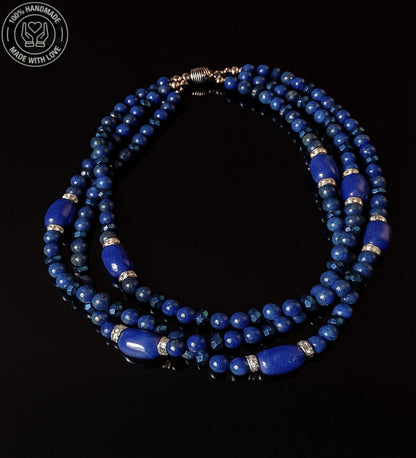 Lapis Jasper 3 Sıralı Güç Ve Nazardan Korunma Kolyesi