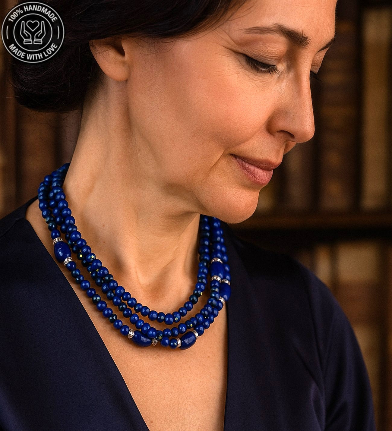 Lapis Jasper 3 Sıralı Güç Ve Nazardan Korunma Kolyesi