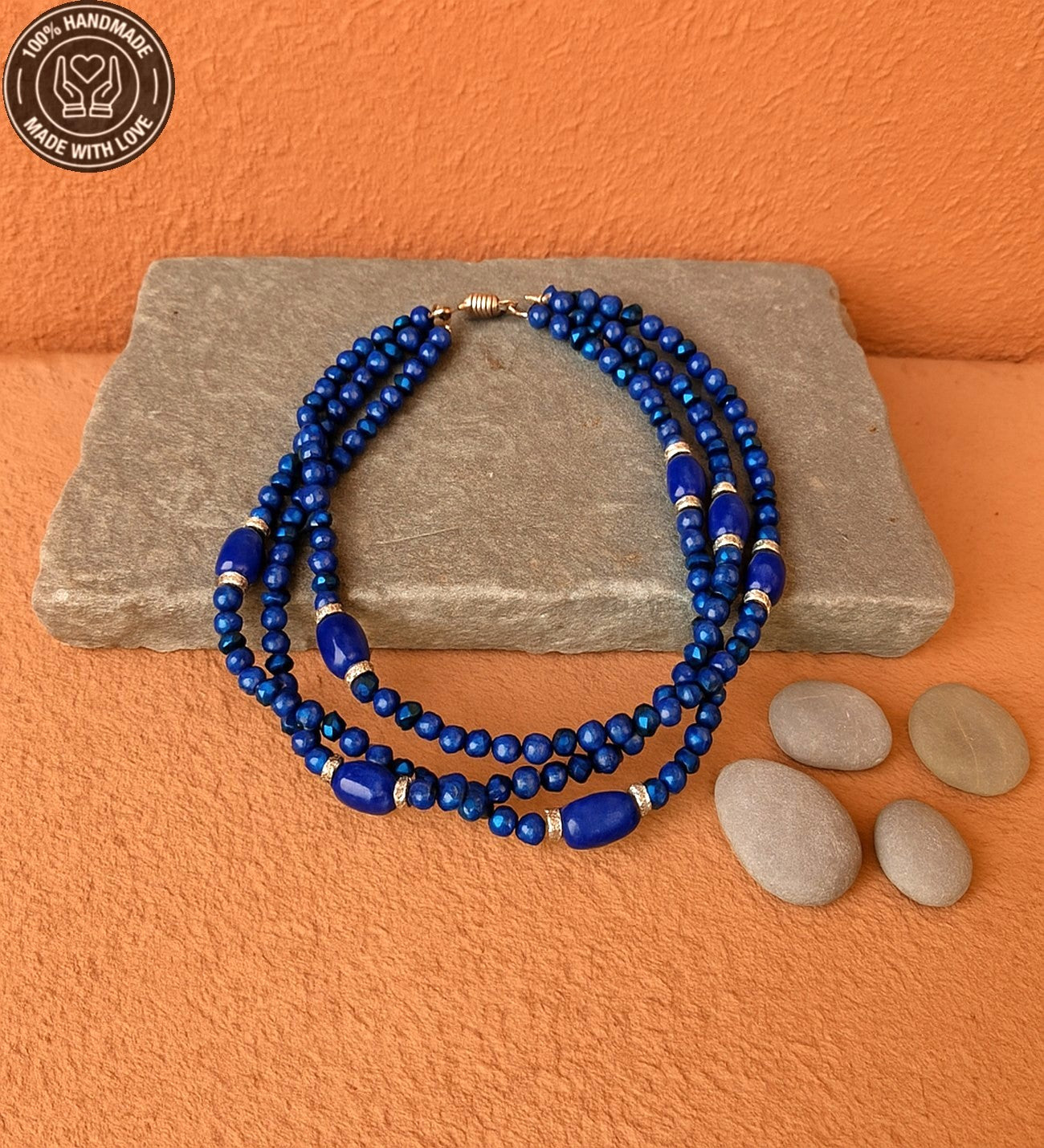 Lapis Jasper 3 Sıralı Güç Ve Nazardan Korunma Kolyesi