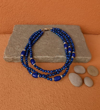 Lapis Jasper 3 Sıralı Güç Ve Nazardan Korunma Kolyesi