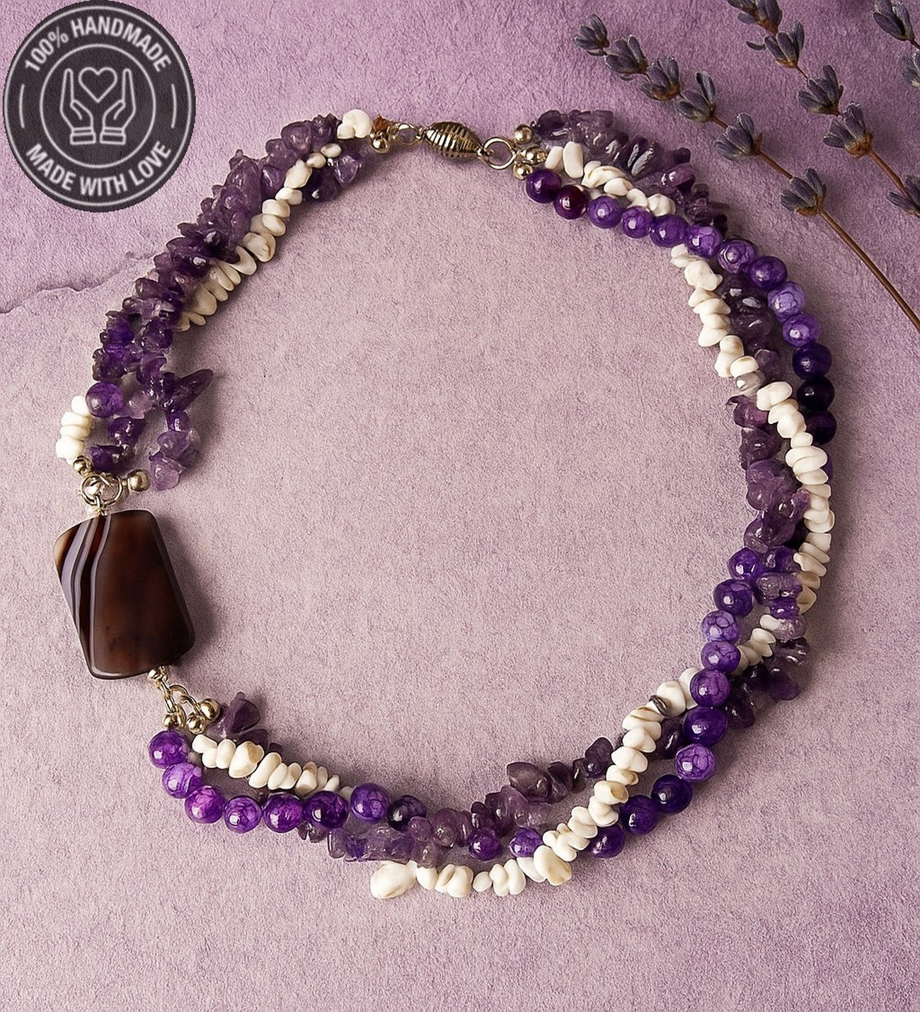 Ametist Havlit Akik Sezgi Güçlendirme Sakinlik Ve Nazar Koruması Kolye