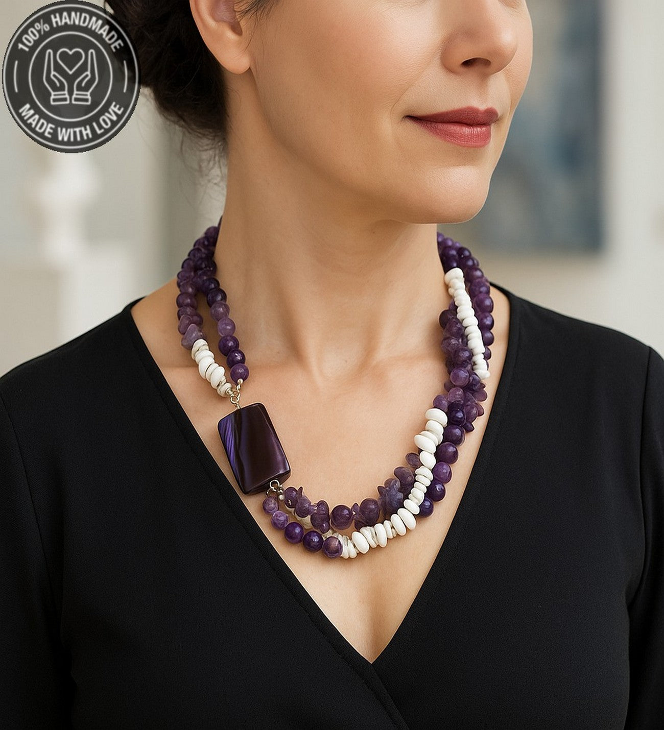 Ametist Havlit Akik Sezgi Güçlendirme Sakinlik Ve Nazar Koruması Kolye