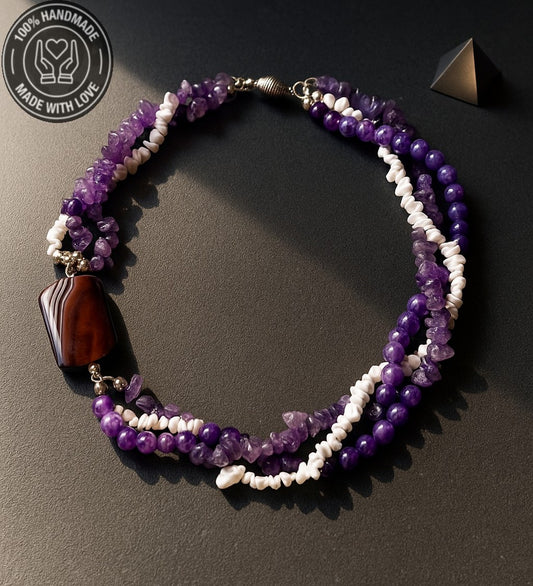 Ametist Havlit Akik Sezgi Güçlendirme Sakinlik Ve Nazar Koruması Kolye