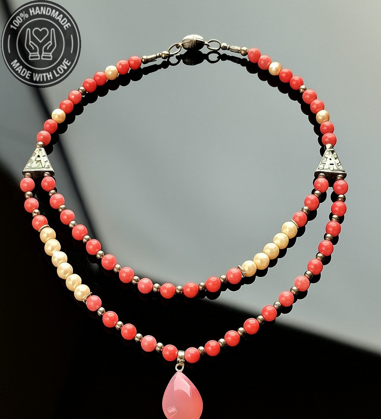 İnci Pembe Kuvars Iki Sıralı Özgüven Huzur Ve Zarafet Kolyesi