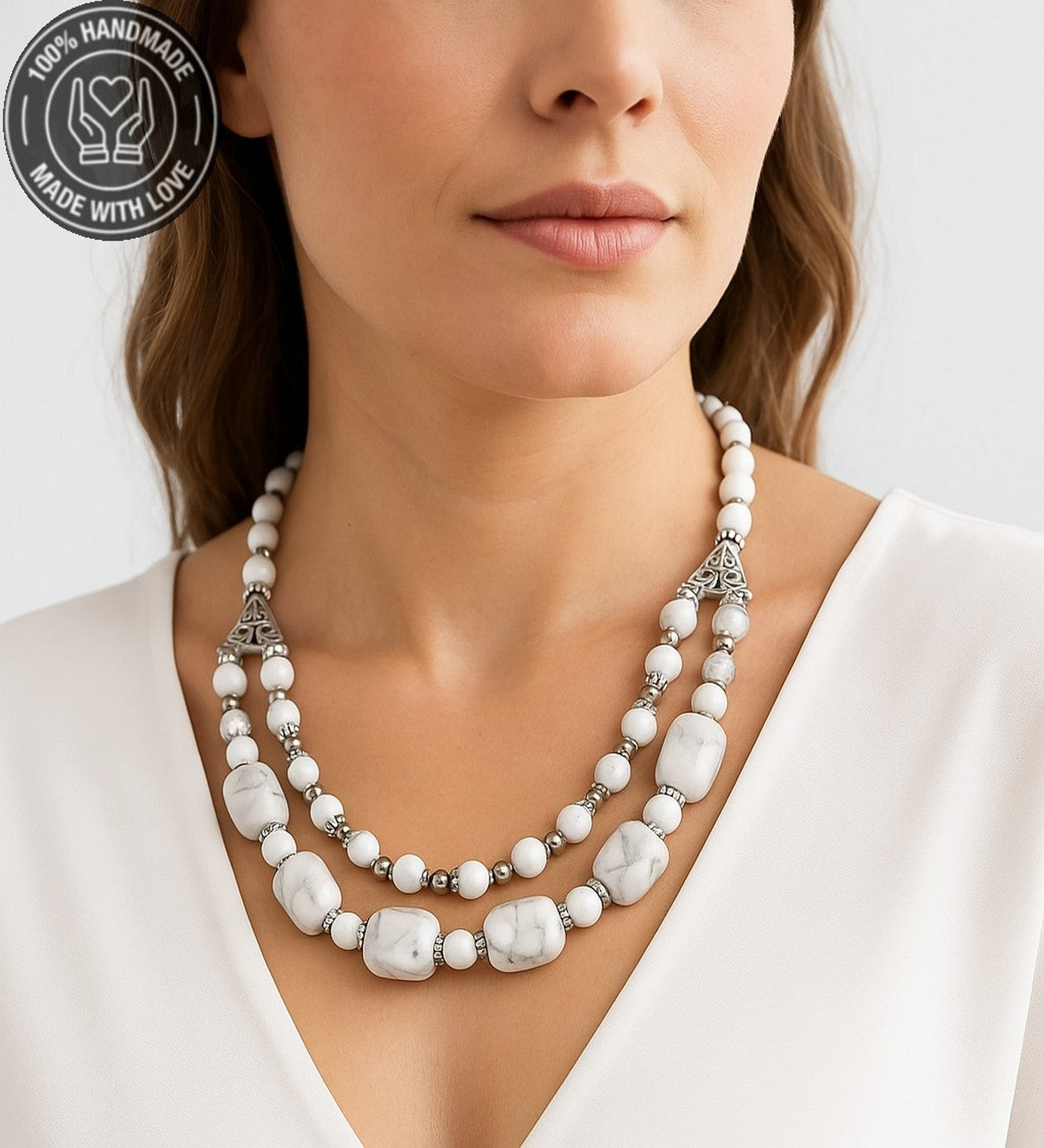 Havlit Iki Sıralı Pozitif Enerji Sakinlik Ve Denge Kolyesi