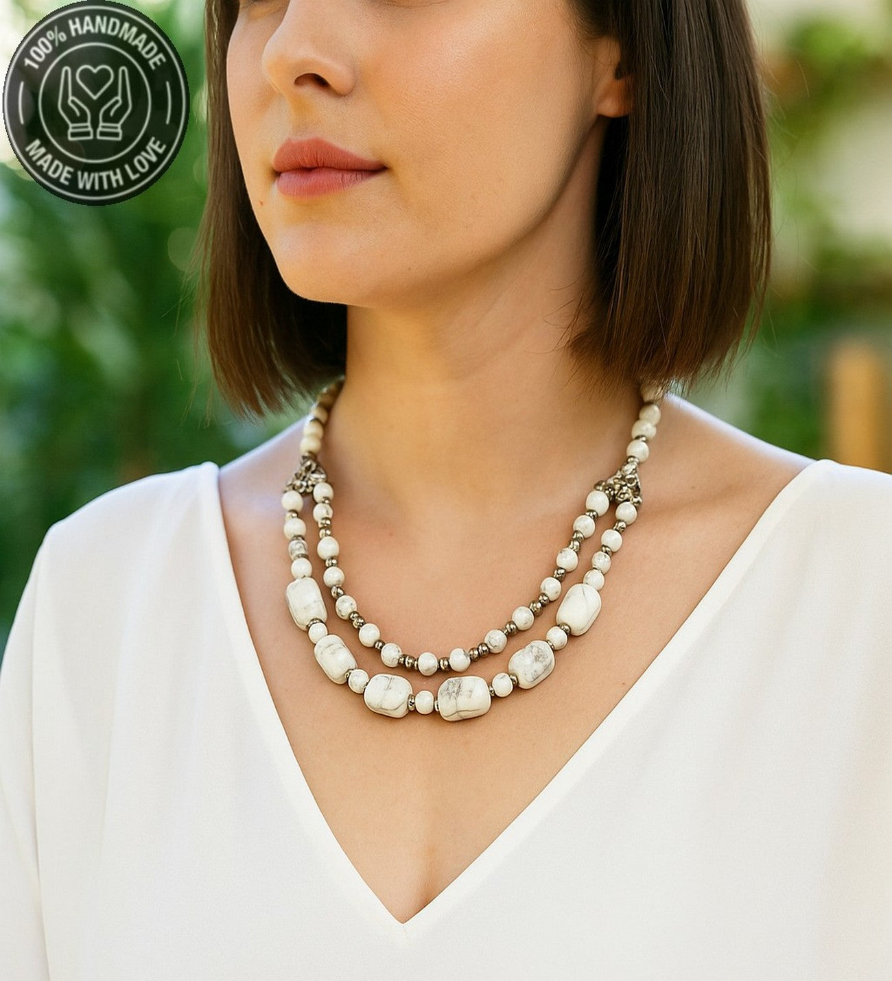 Havlit Iki Sıralı Pozitif Enerji Sakinlik Ve Denge Kolyesi