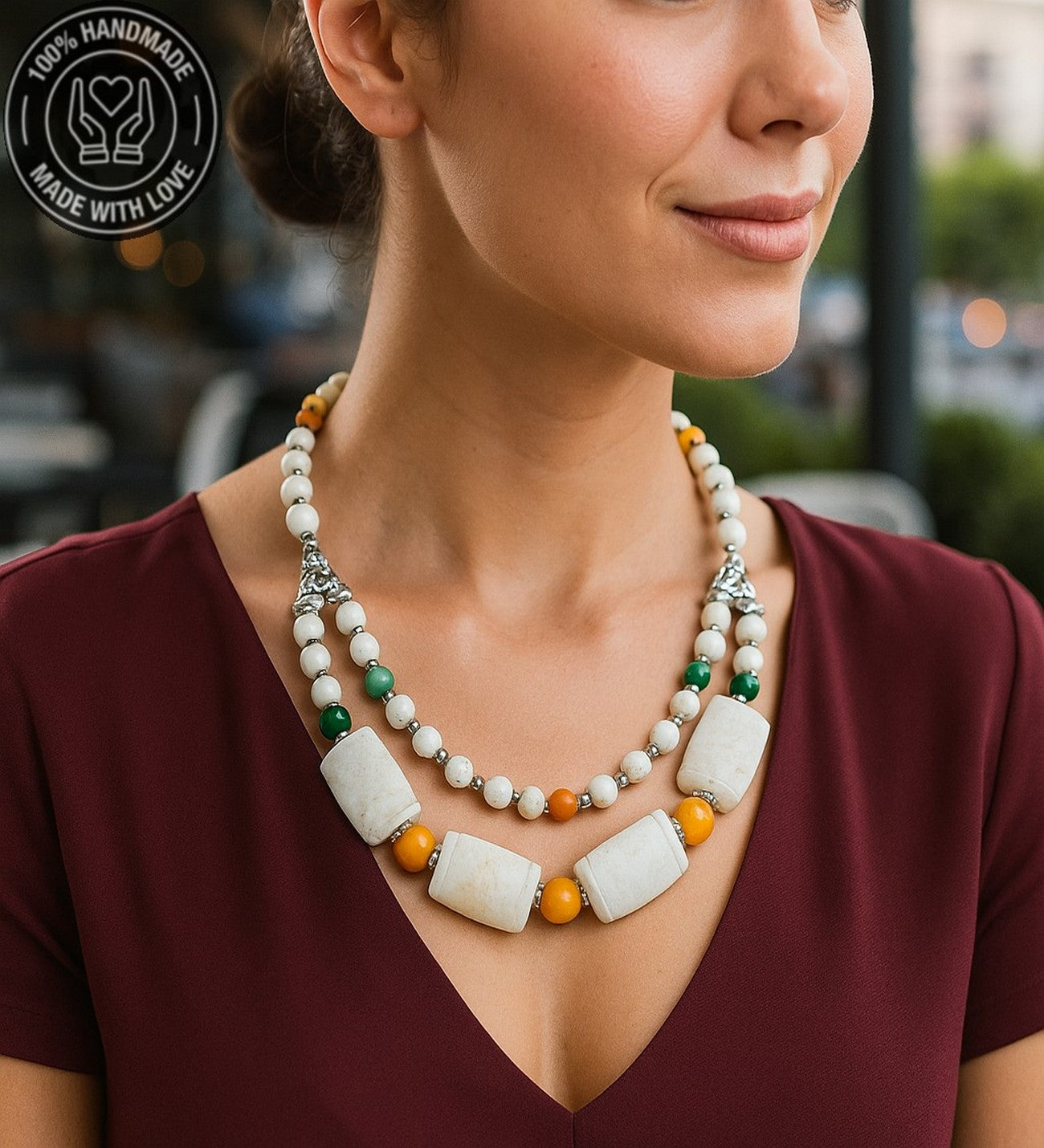 Havlit Kuvars Negatif Enerjiden Arınma Zihinsel Berraklık Için Iki Sıralı Kolye Ve Bileklik Seti