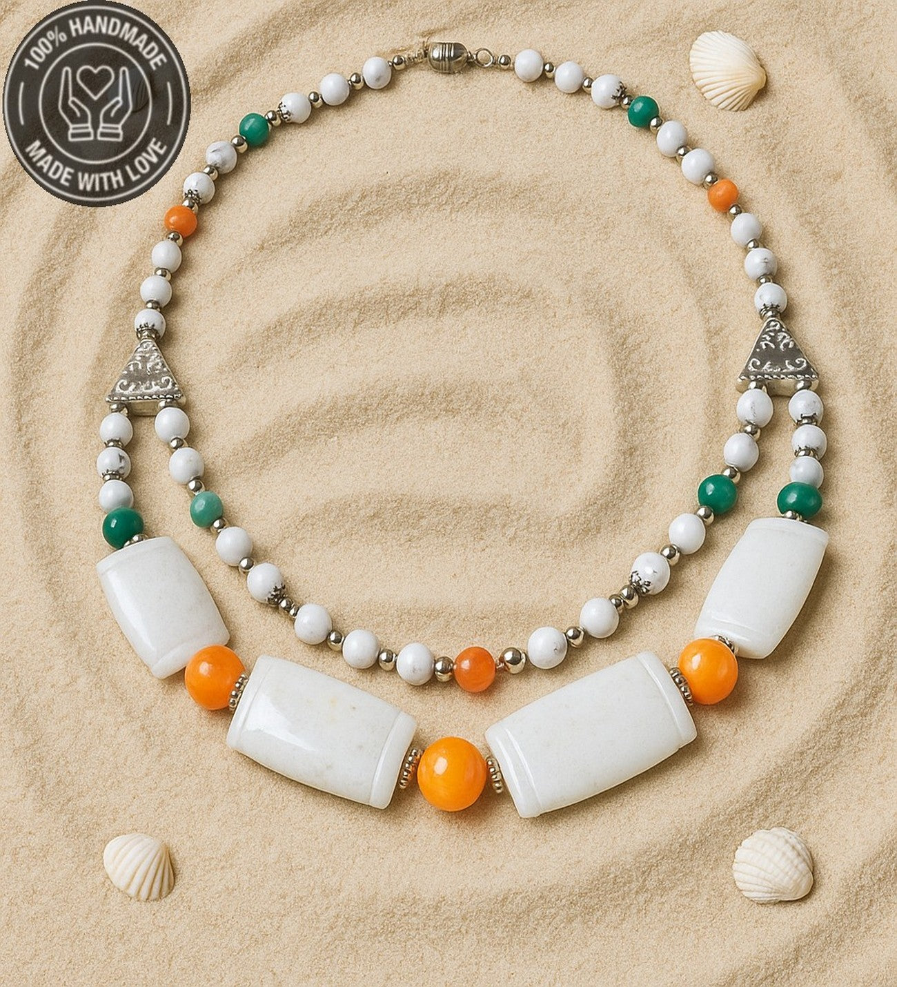 Havlit Kuvars Negatif Enerjiden Arınma Zihinsel Berraklık Için Iki Sıralı Kolye Ve Bileklik Seti