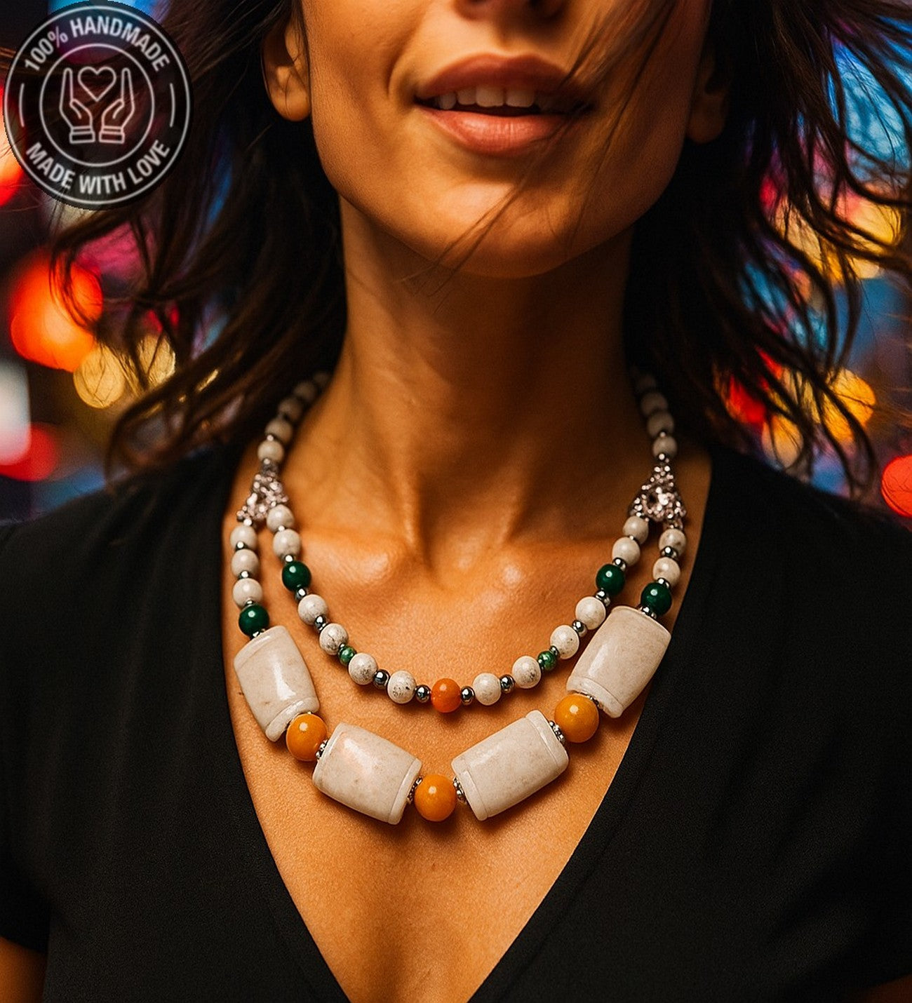 Havlit Kuvars Negatif Enerjiden Arınma Zihinsel Berraklık Için Iki Sıralı Kolye Ve Bileklik Seti