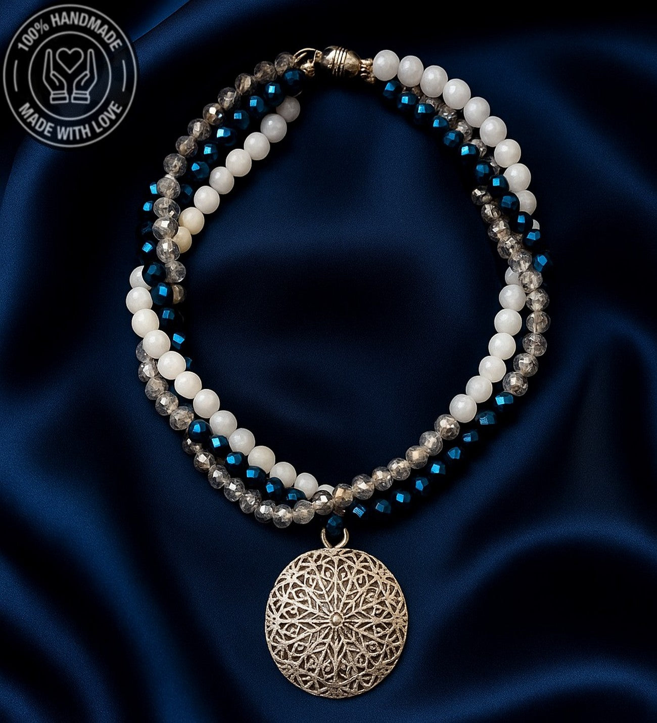 Hematit Dumanlı KuvarsKristal Nazardan Korunma Canlılık Ve Odaklanma Kolyesi