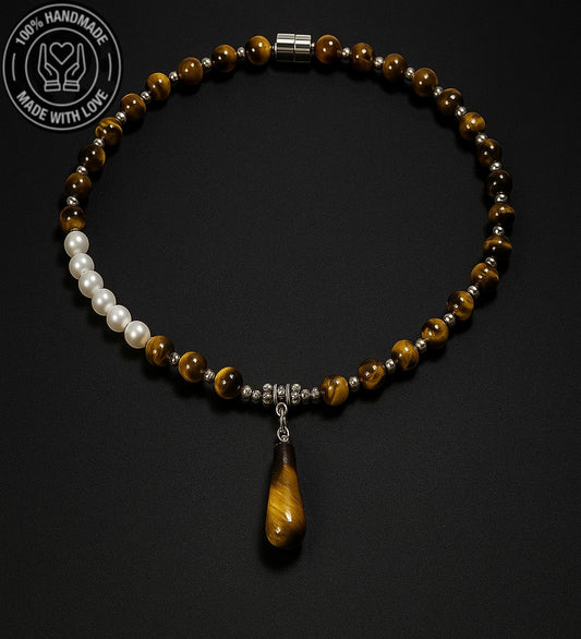 Kaplan Gözü Inci Odaklanma, Cesaret Ve Özgüven Kolyesi