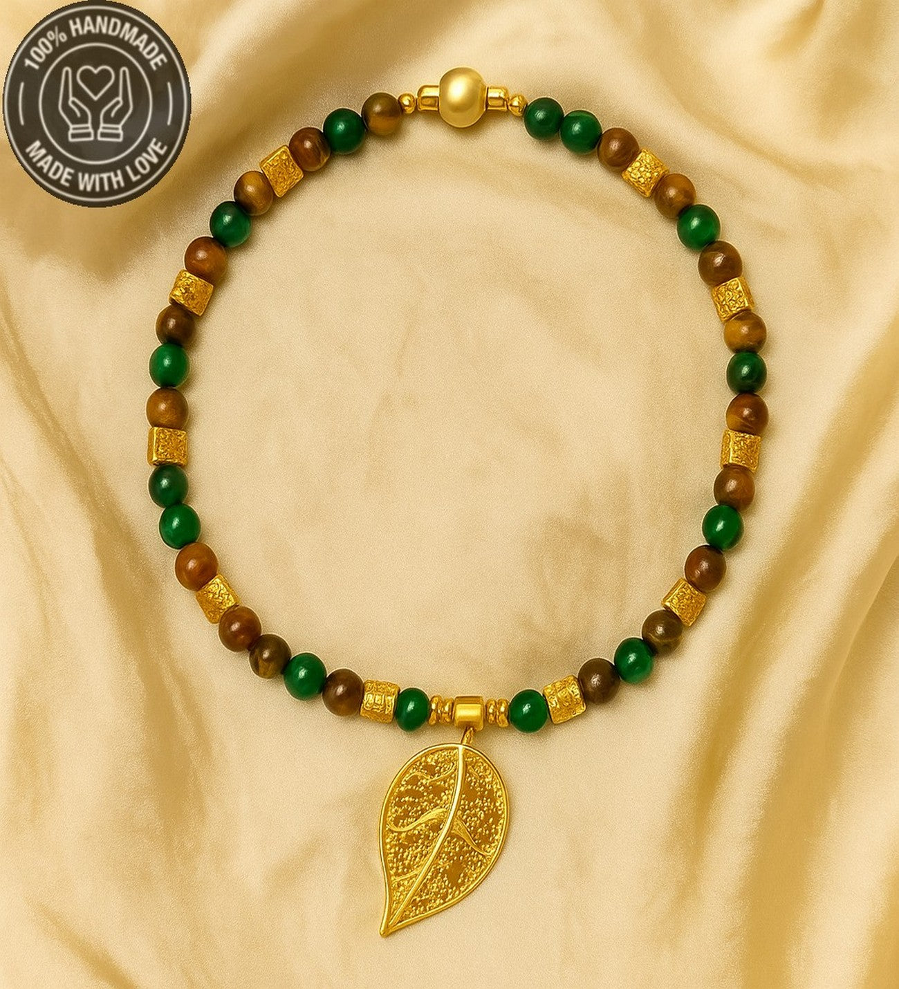 Kaplan Gözü Yeşil Akik Cesaret Şans Ve Nazardan Koruma Kolyesi