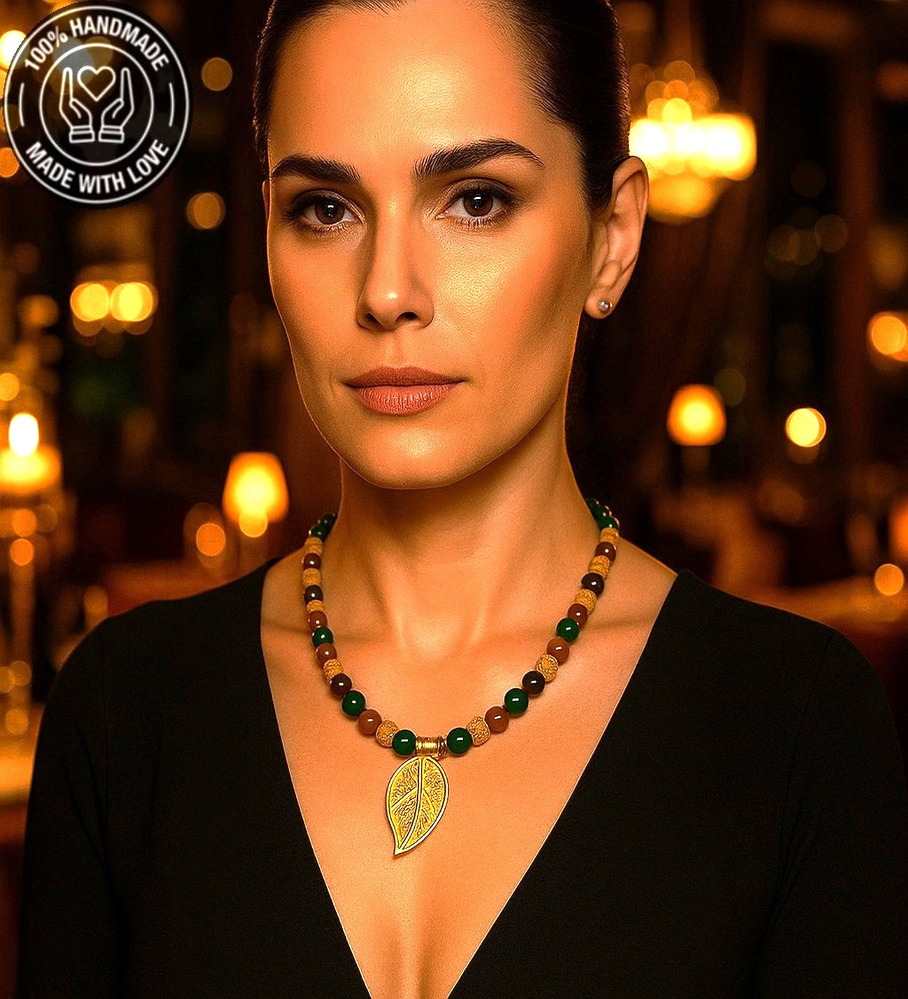 Kaplan Gözü Yeşil Akik Cesaret Şans Ve Nazardan Koruma Kolyesi