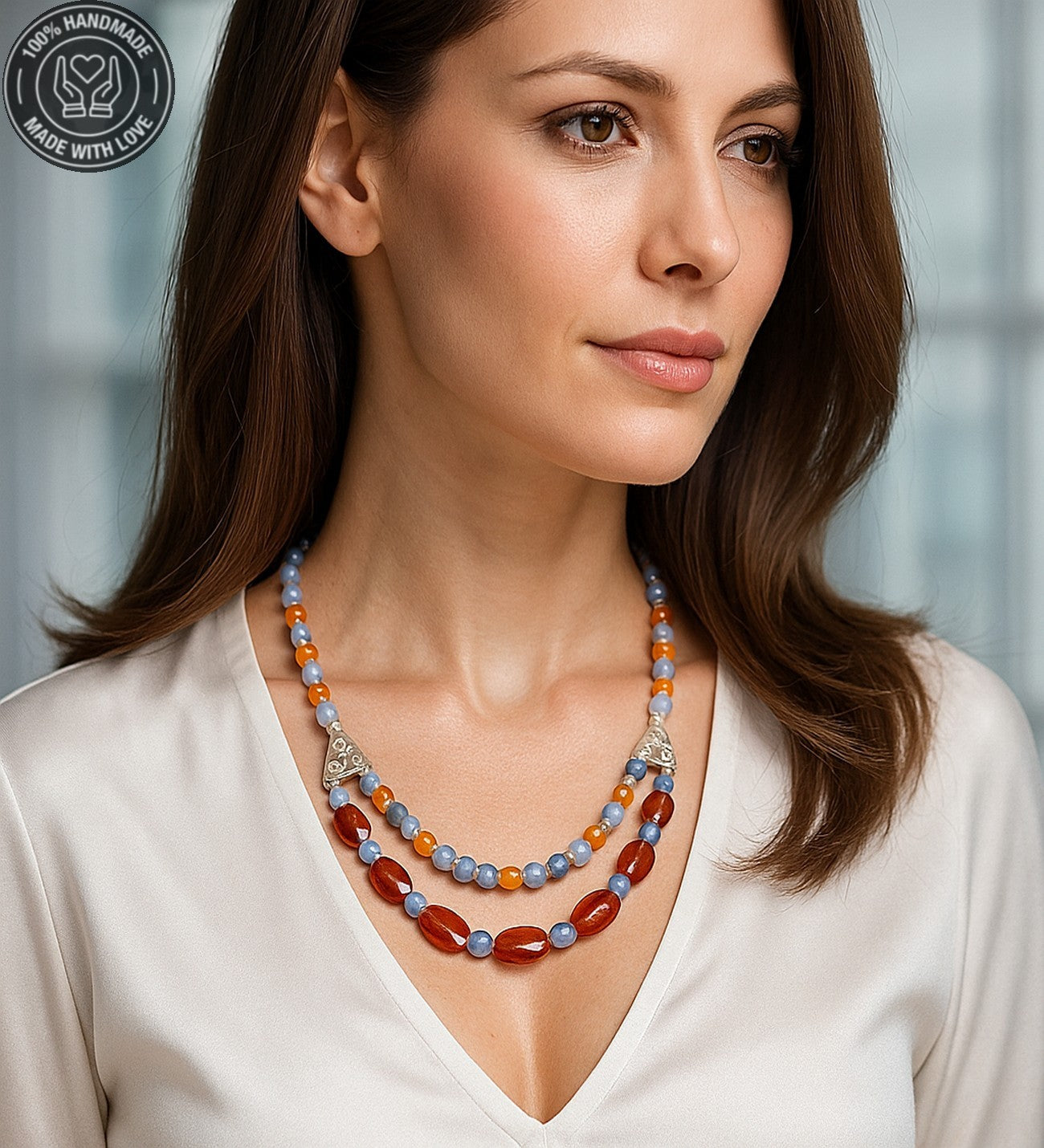 Kuvars Ceyt 2 Sıralı Huzur, Denge Ve Pozitif Enerji Kolyesi