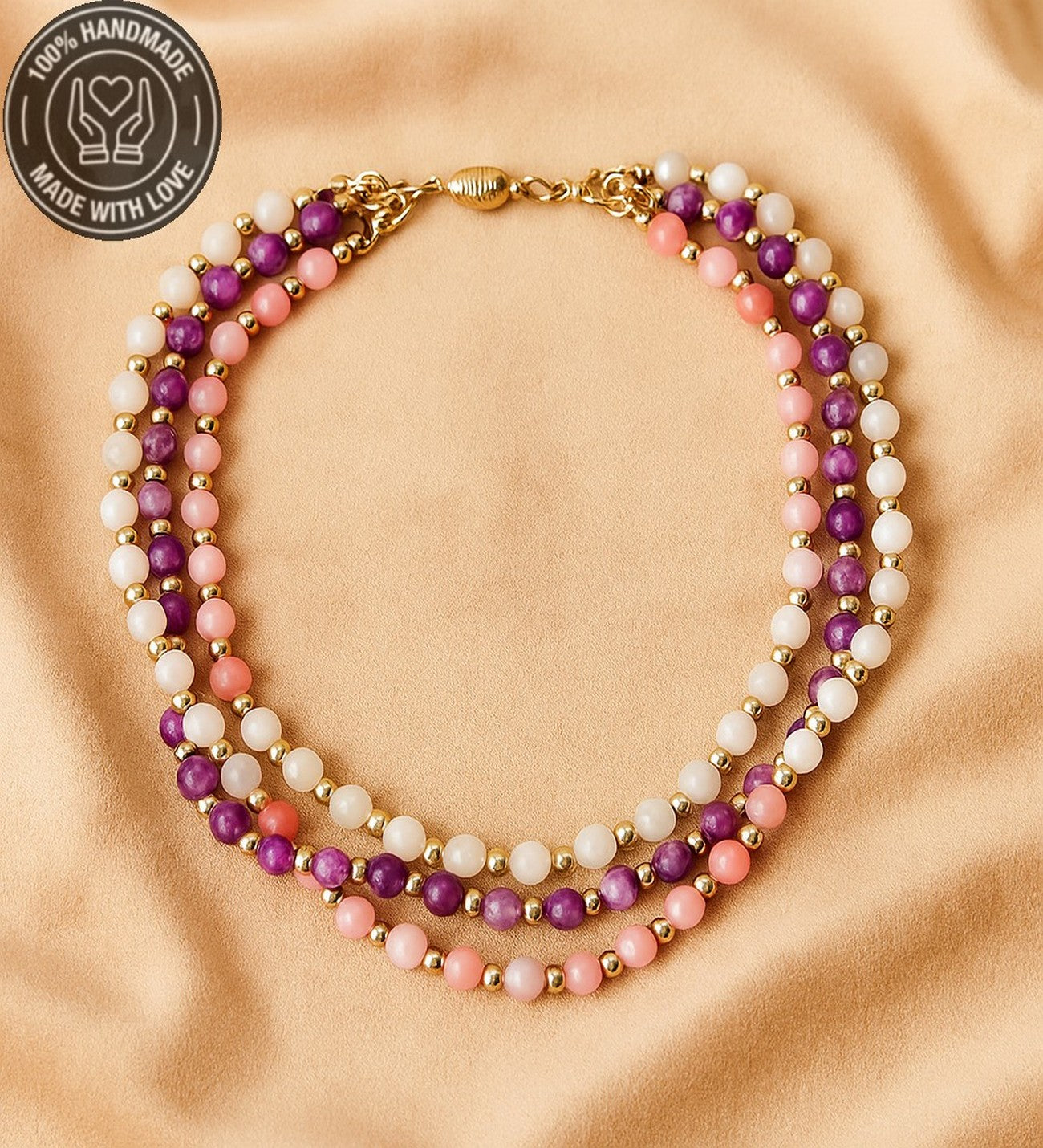 Kuvars Akik Ceyt Ayrılabilen Üç Sıralı Nazardan Korunma Ve Şifa Kolyesi