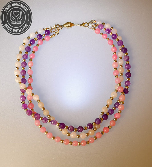 Kuvars Akik Ceyt Ayrılabilen Üç Sıralı Nazardan Korunma Ve Şifa Kolyesi