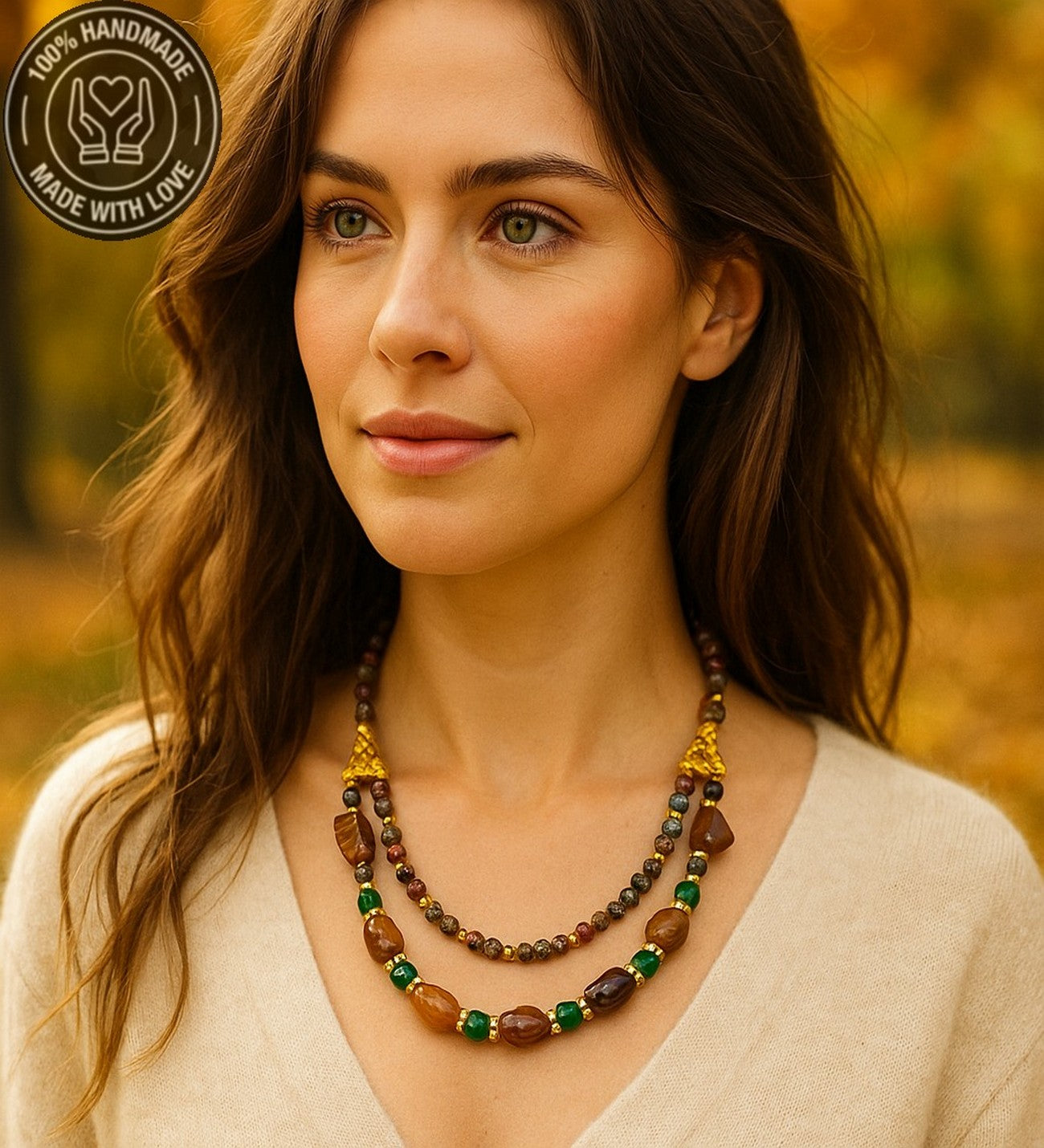 Akik Jasper Nazardan Koruma Ve Canlılık Kolyesi