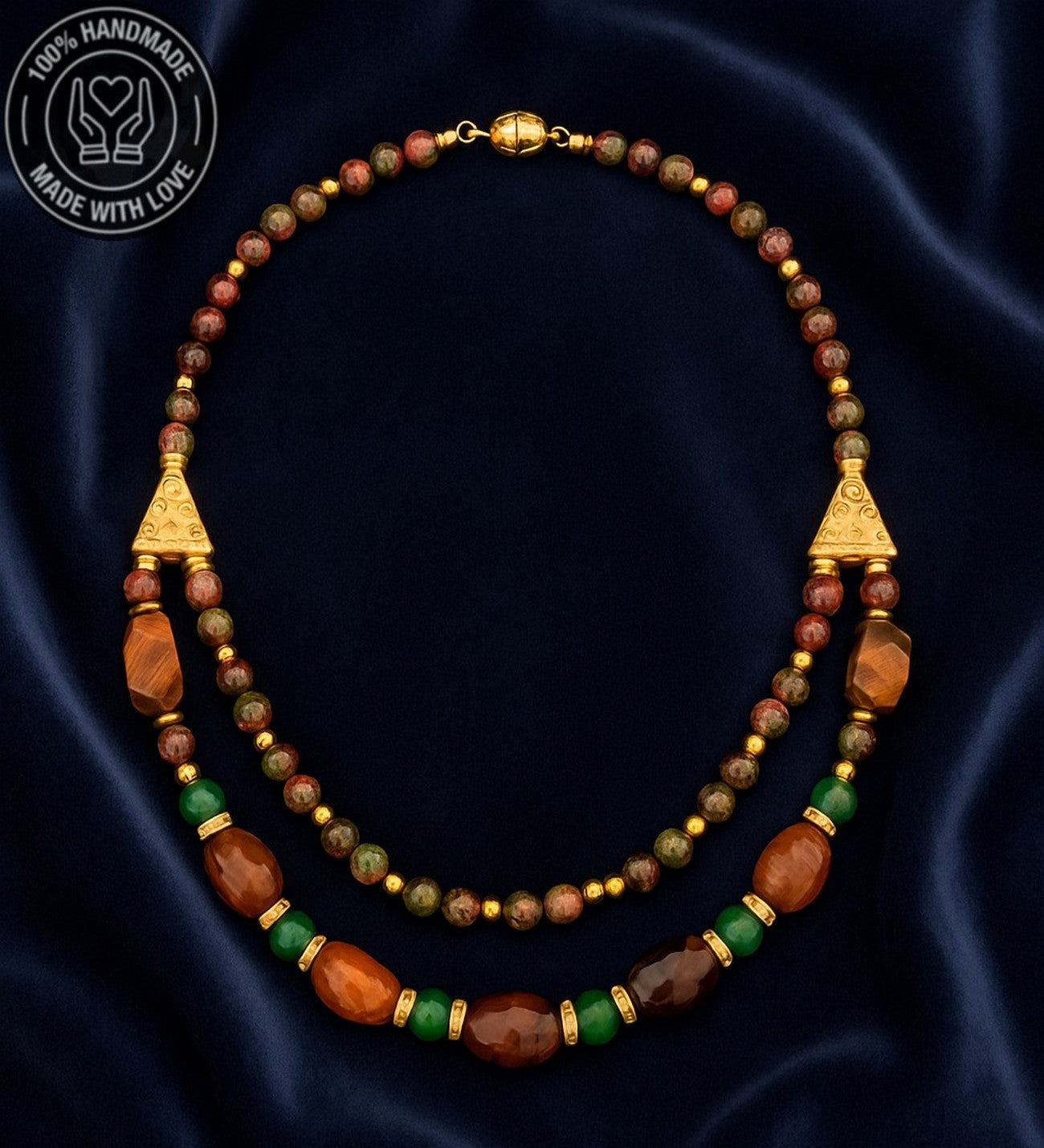 Akik Jasper Nazardan Koruma Ve Canlılık Kolyesi