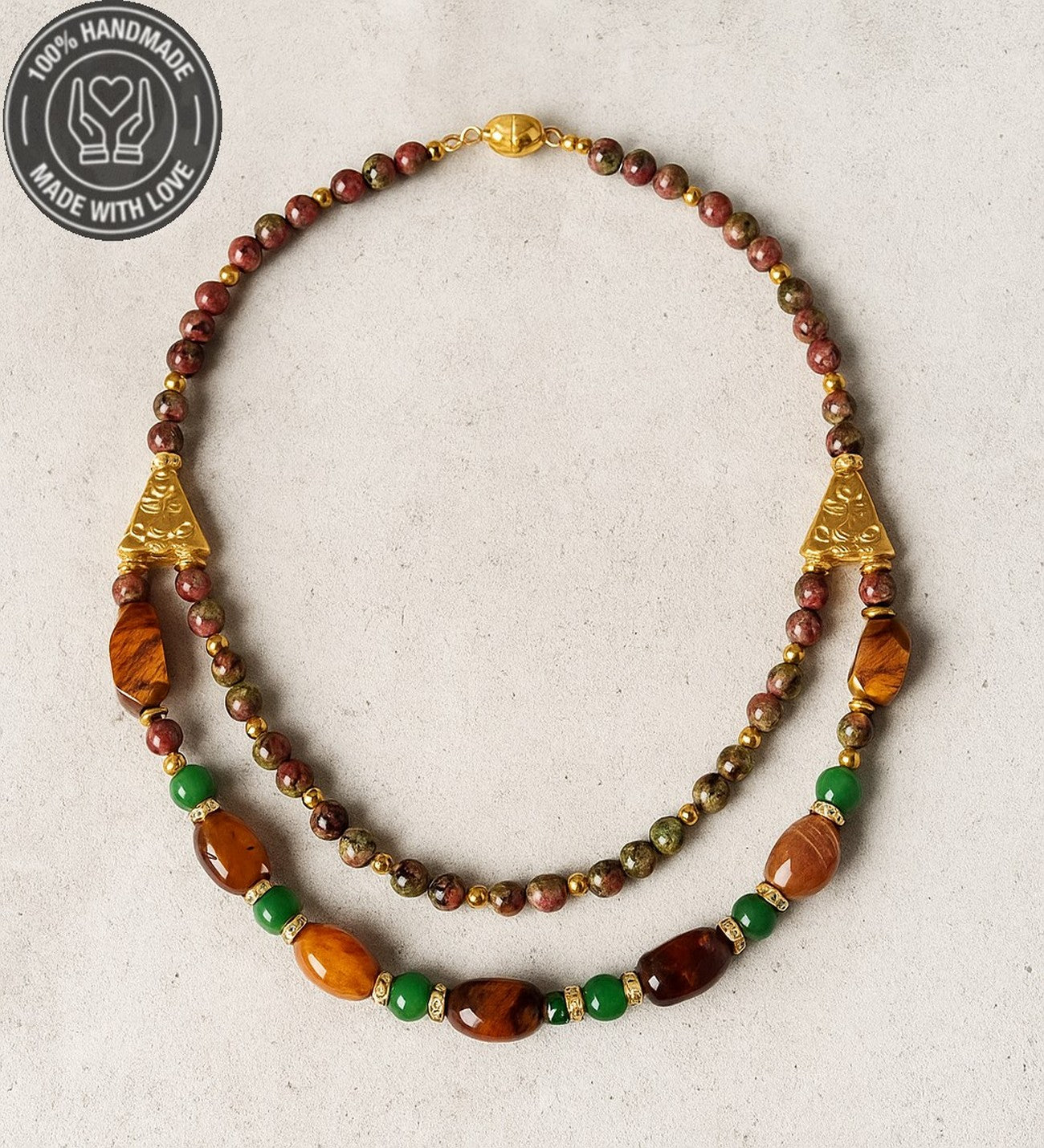 Akik Jasper Nazardan Koruma Ve Canlılık Kolyesi