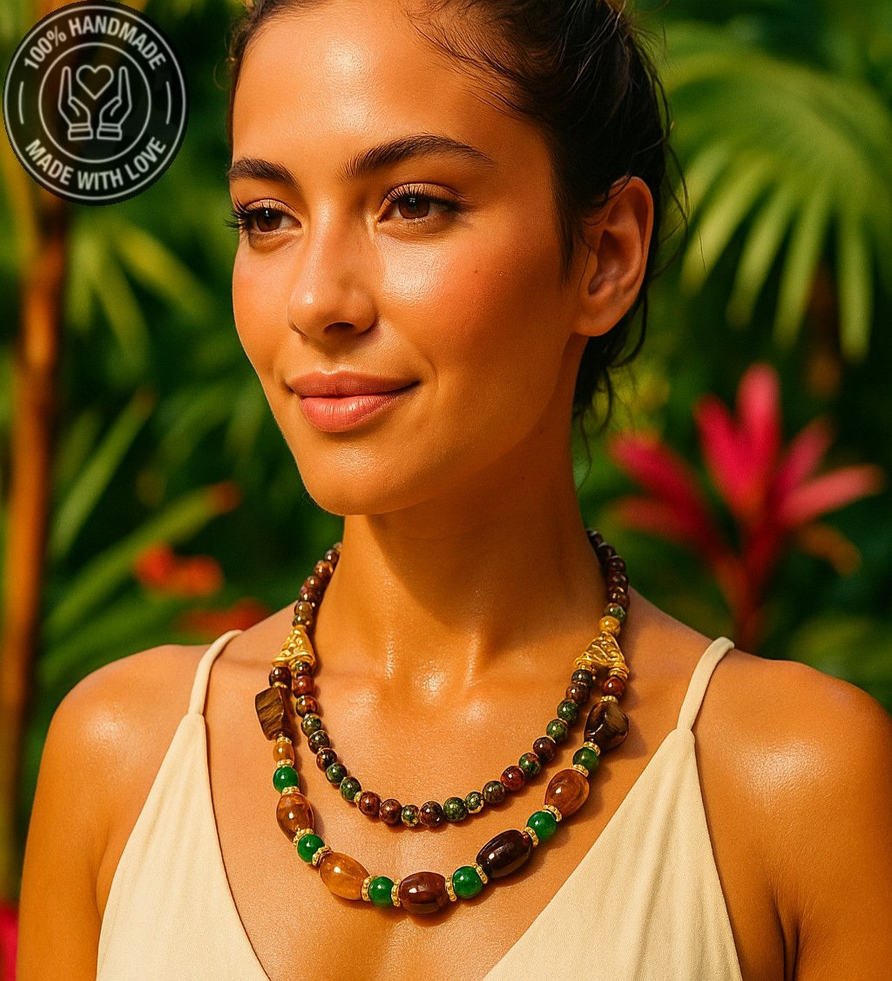 Akik Jasper Nazardan Koruma Ve Canlılık Kolyesi