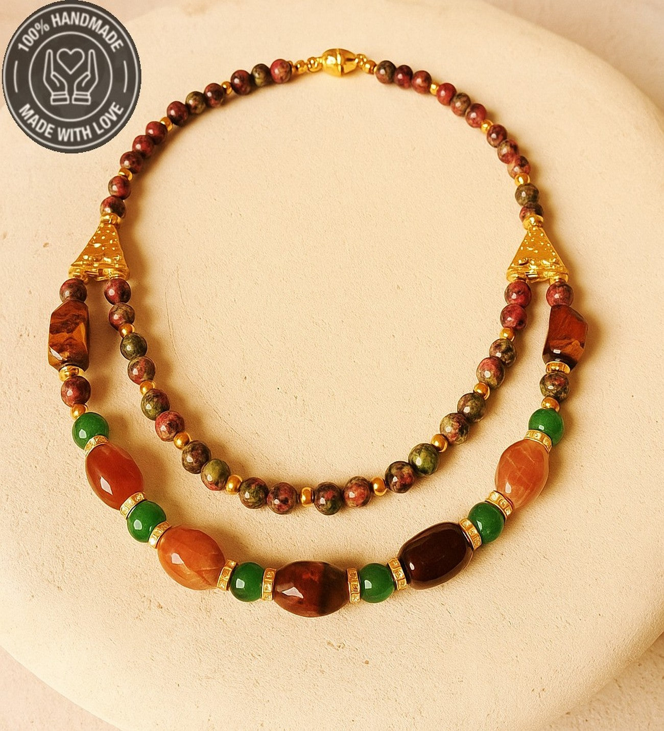 Akik Jasper Nazardan Koruma Ve Canlılık Kolyesi