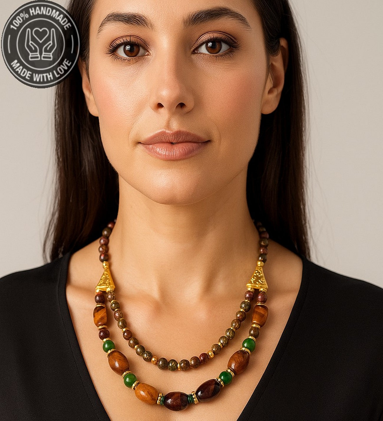 Akik Jasper Nazardan Koruma Ve Canlılık Kolyesi