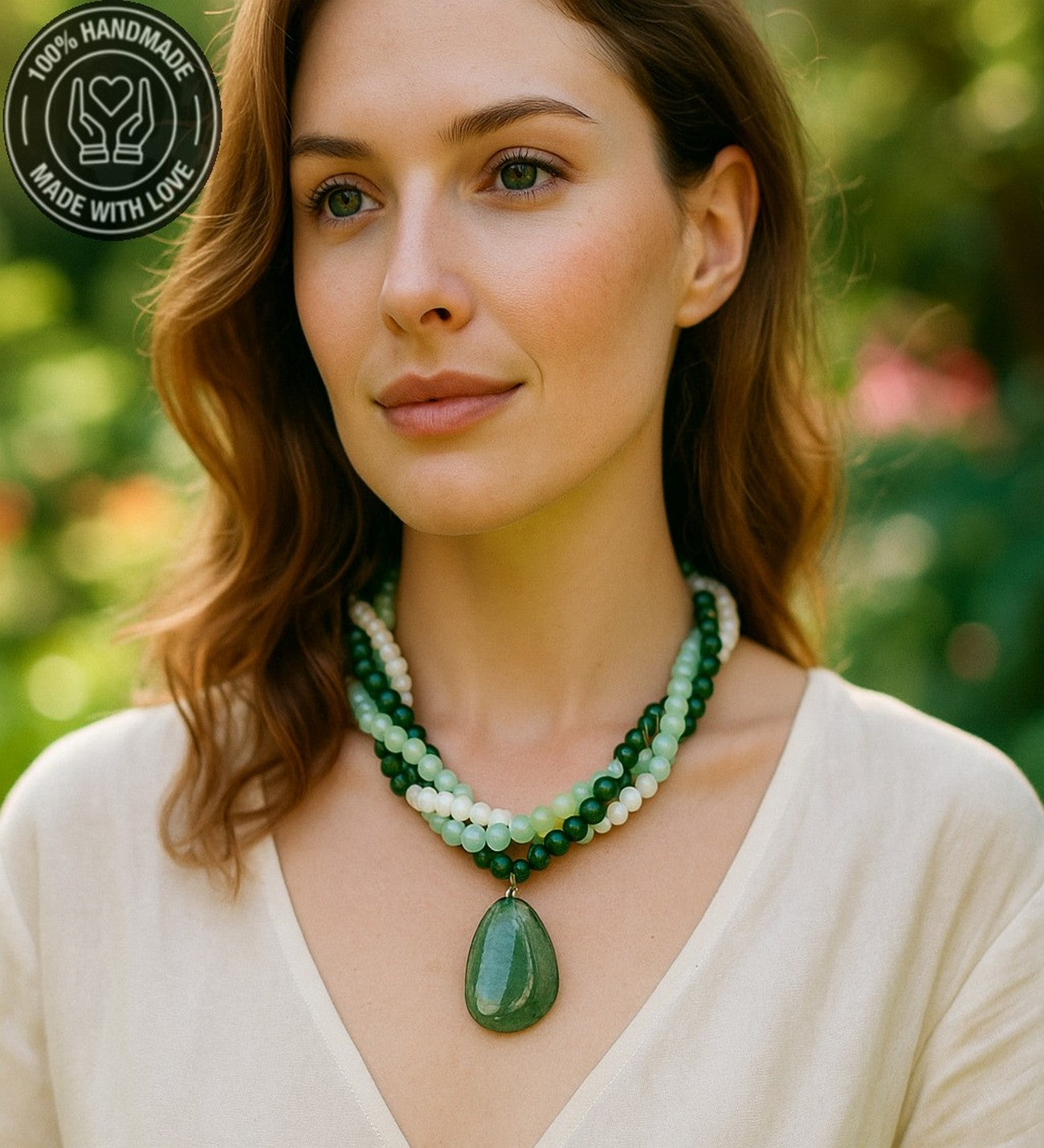 Akik Ceyt Kristal Üç Sıralı Zihinsel Berraklık Cesaret Ve Nazar Koruması Için Kolye