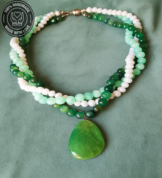 Akik Ceyt Kristal Üç Sıralı Zihinsel Berraklık Cesaret Ve Nazar Koruması Için Kolye